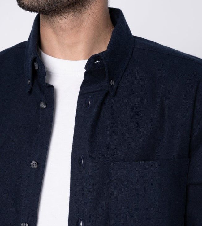 Naked & Famous Easy Shirt - Solid Flannel - Navy Size US M / EU 48-50 / 2 - 7 Thumbnail