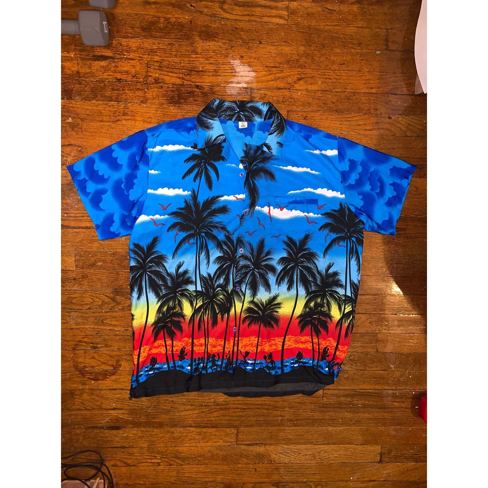 Other Tropical Hawaiian Shirt XL Blue Palm Trees Sunset Beach Size US XL / EU 56 / 4 - 1 Thumbnail