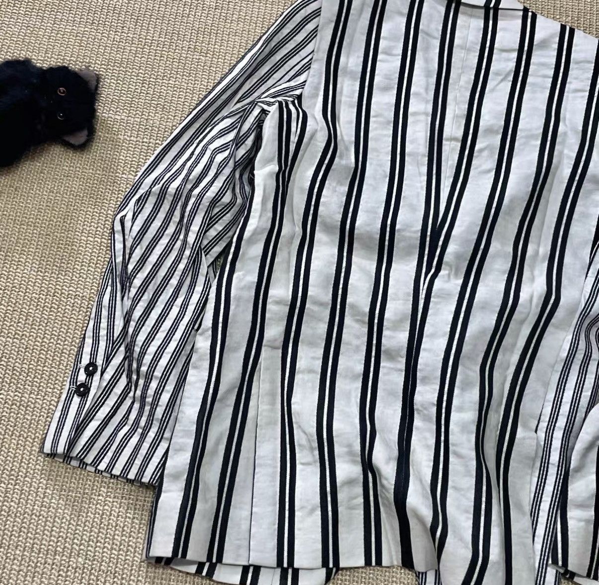 Ann Demeulemeester Ann Demeulemeester One-Button Panel Striped Blazer J29 Size S / US 4 / IT 40 - 6 Thumbnail