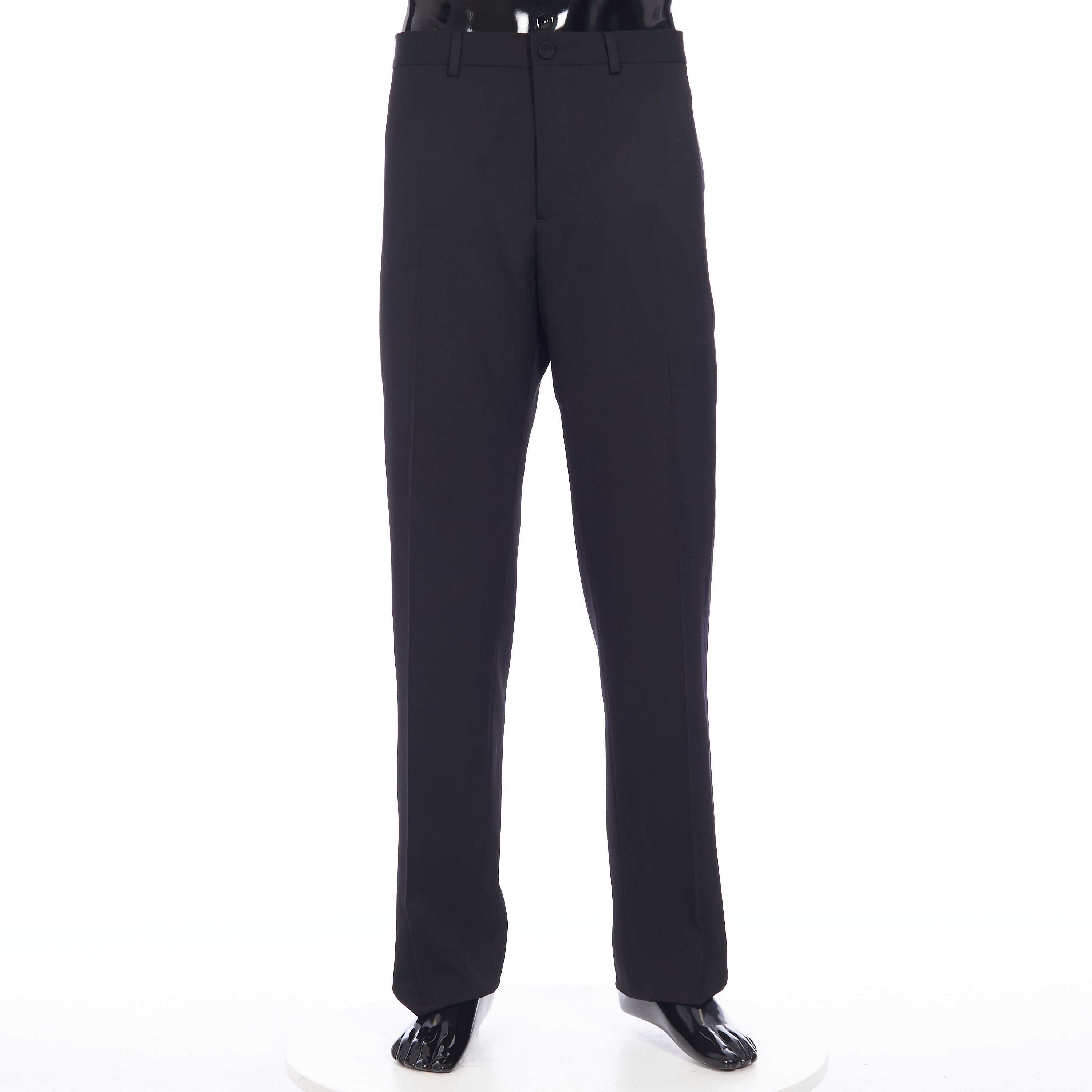 image of X Peter Doig Pants In Black Wool Twill With Satin Stripe, Men's (Size 32)