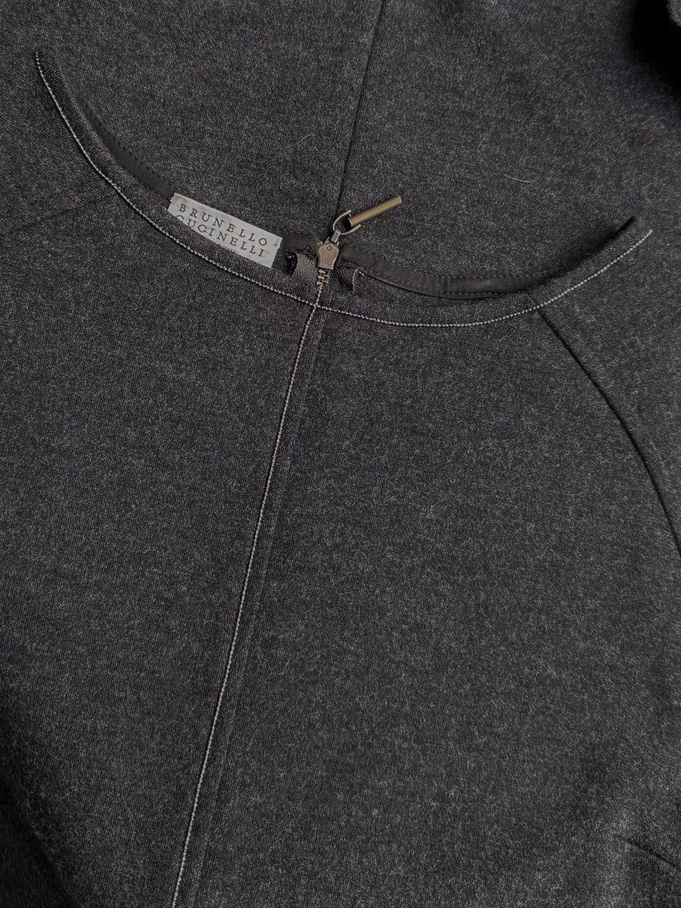 Brunello Cucinelli Brunello Cucinelli Charcoal Wool Monili Accent Dress Size XS / US 0-2 / IT 36-38 - 6 Thumbnail