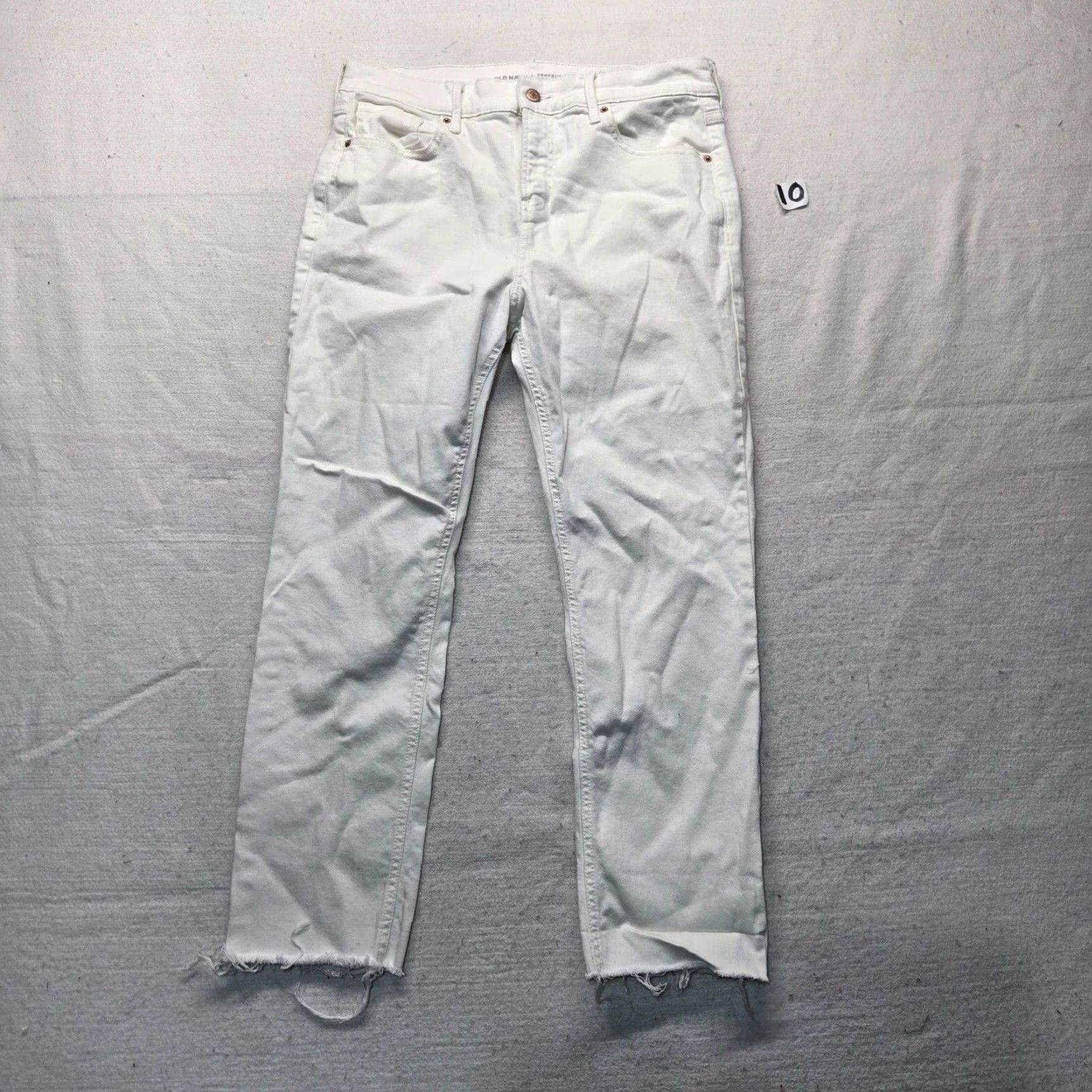 Old Navy Old Navy Pants Chino Straight Women 12 Mid Gray White - Casual Workwear, Flat Front, Button Zipper, Stretch, Machine Washable, Regular Rise, 12 Women Size 34" / US 12 / IT 48 - 2 Thumbnail