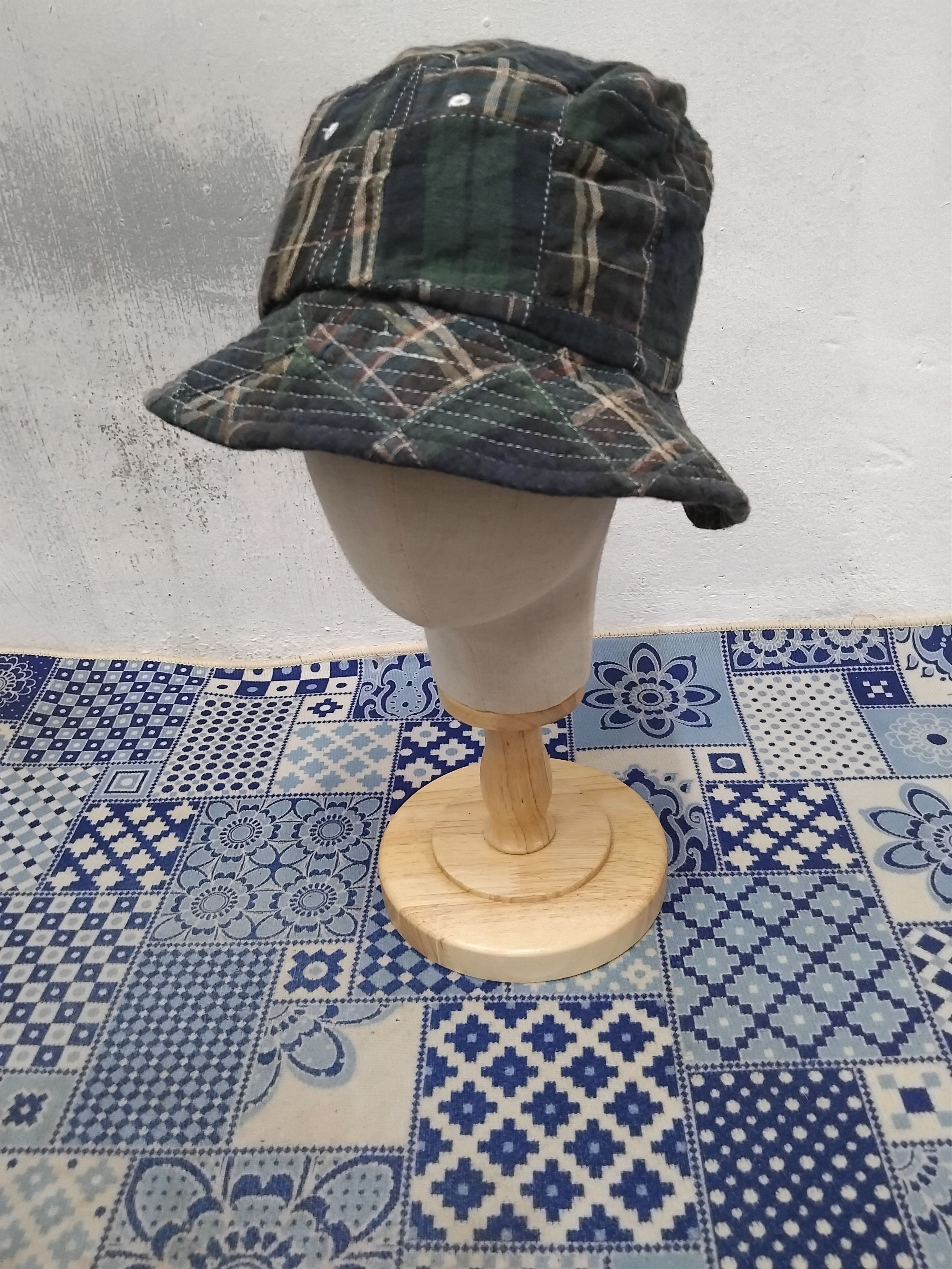 Japanese Brand 💥Exporture patchwork Japanese inspired green hat Size ONE SIZE - 1 Thumbnail