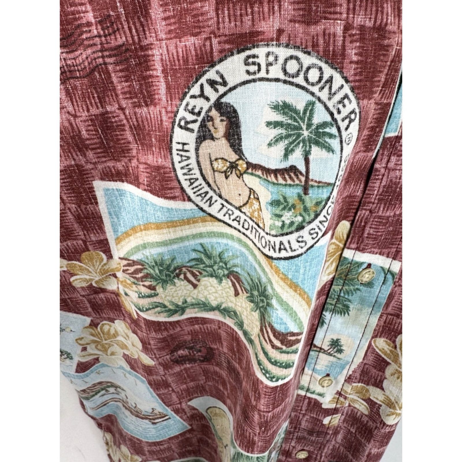 Reyn Spooner REYN SPOONER Shirt Hawaiian HULA GIRL Aloha Mens XL Multicolor Short Sleeve Button-Up EXCELLENT Size US XL / EU 56 / 4 - 2 Thumbnail