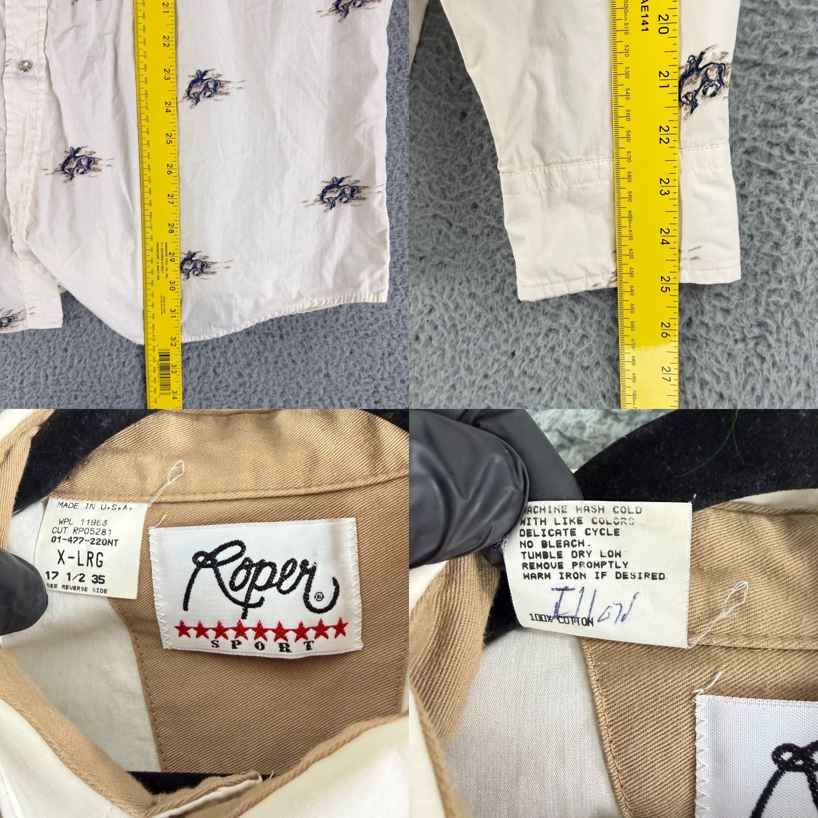 Roper VINTAGE Roper Shirt Mens XL Button-Up western ivory horse bucking print casual Size US XL / EU 56 / 4 - 8 Thumbnail
