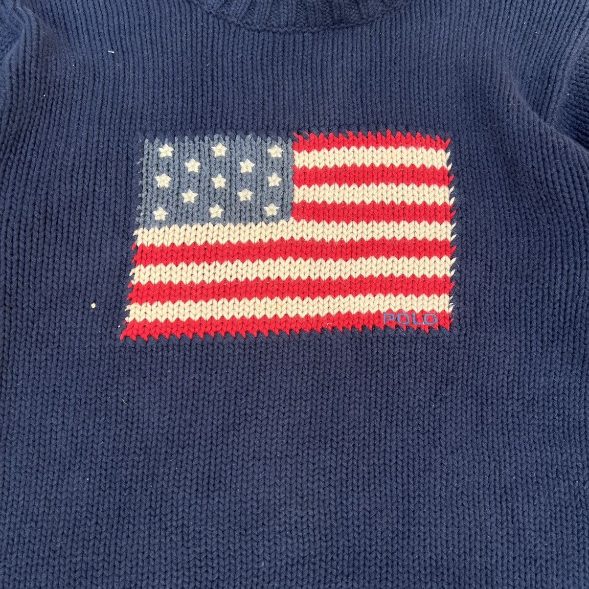 Designer × Polo Ralph Lauren × Vintage Vintage Polo Ralph Lauren American Flag Knit Sweater Size US S / EU 44-46 / 1 - 4 Thumbnail