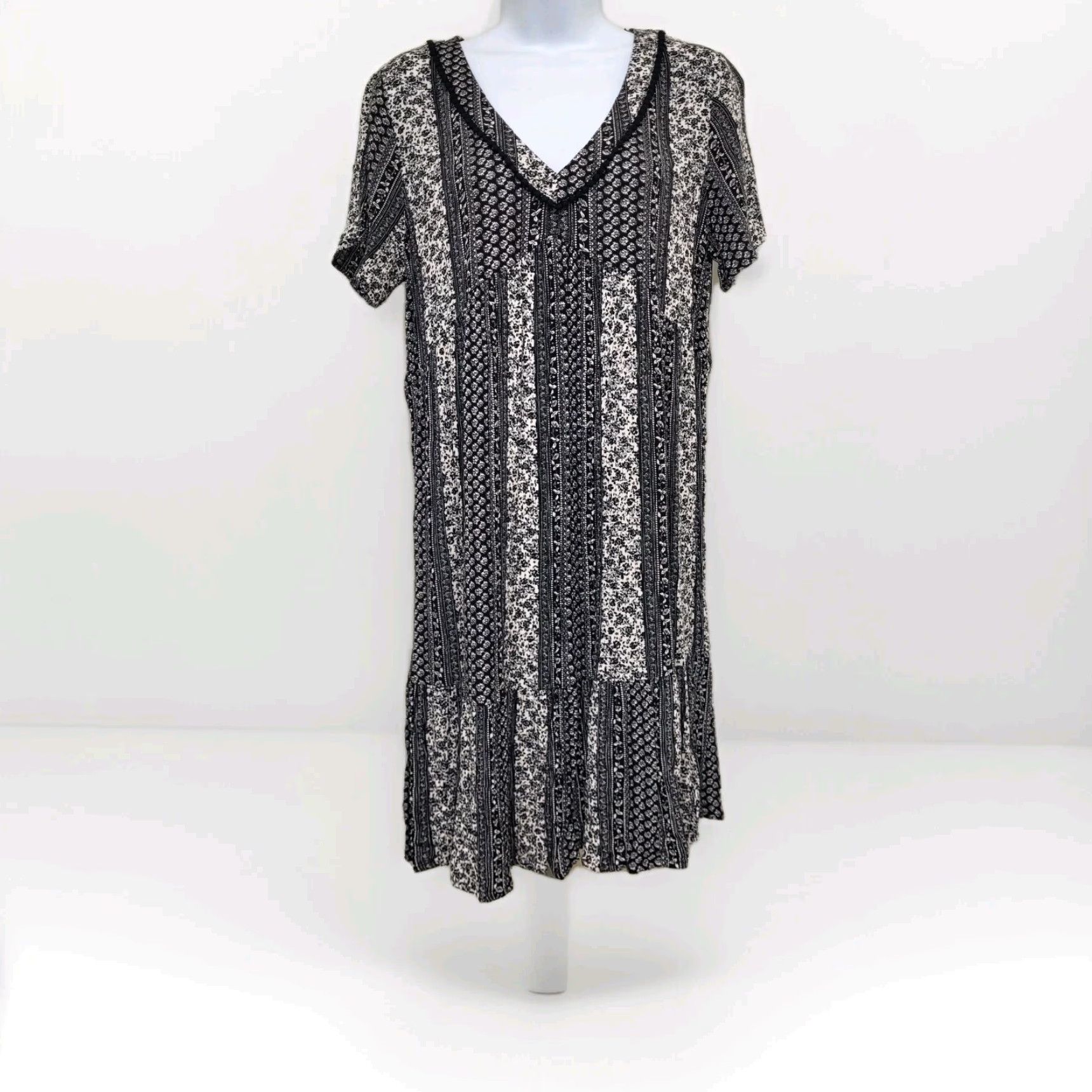 knox rose black dress Knox Rose Wrap Midi Dress XXL Black White Polka Dot Maternity Breastfeeding