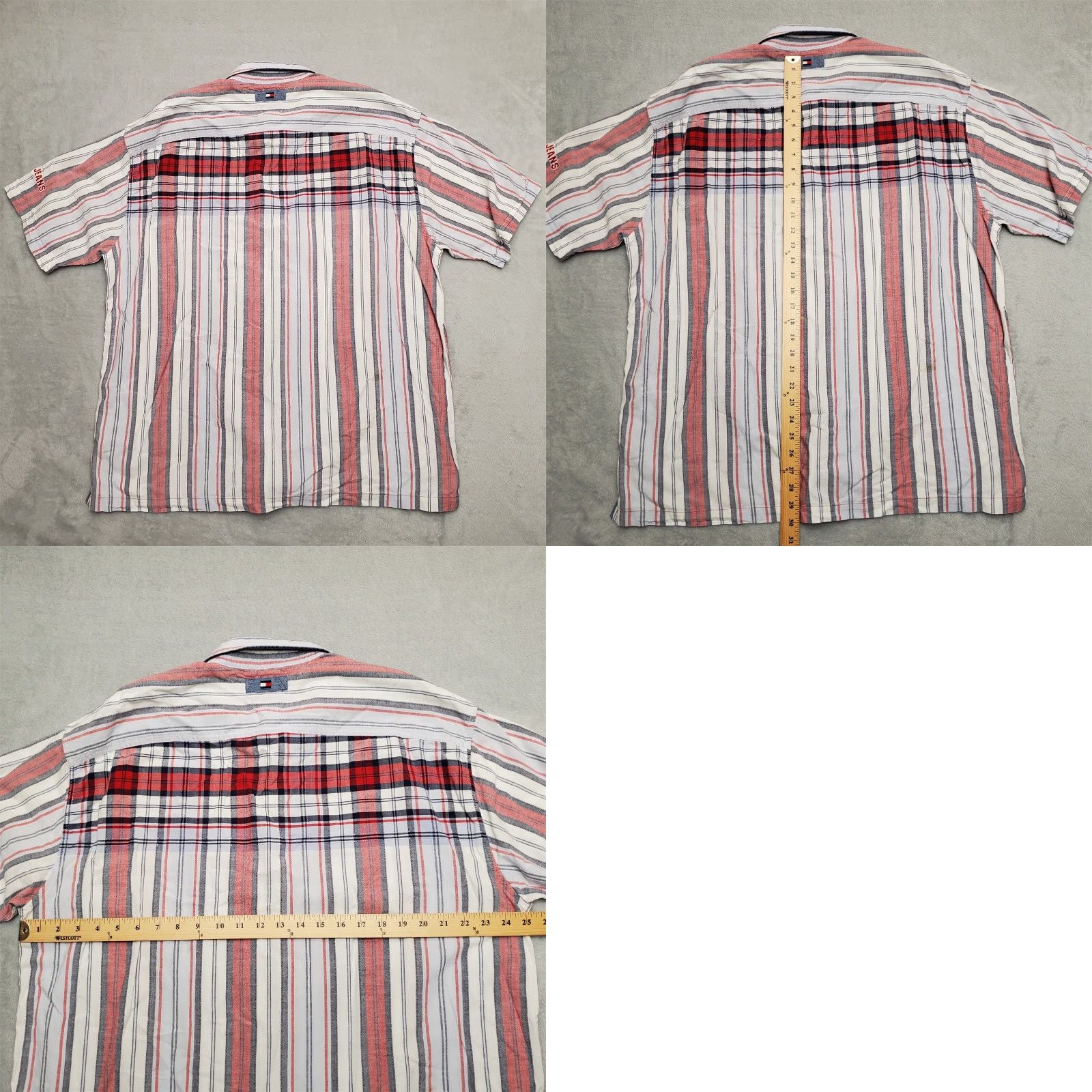 Tommy Hilfiger VINTAGE Tommy Hilfiger Shirt Mens 2XL Striped Cotton Button-Up Short Sleeve Blue Red Chest Pockets Mens Size US XXL / EU 58 / 5 - 8 Thumbnail