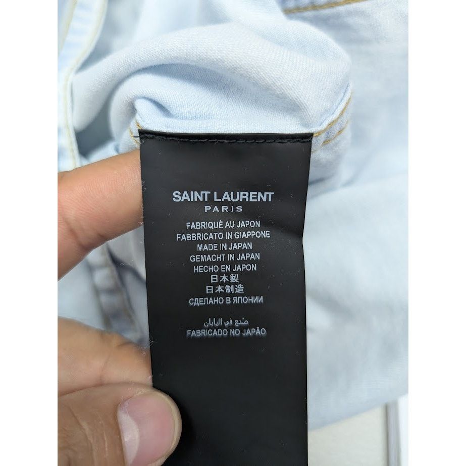 Saint Laurent Paris o1rshd1 CC20 Distressed Western Shirt in Sky Blue Size US M / EU 48-50 / 2 - 9 Thumbnail