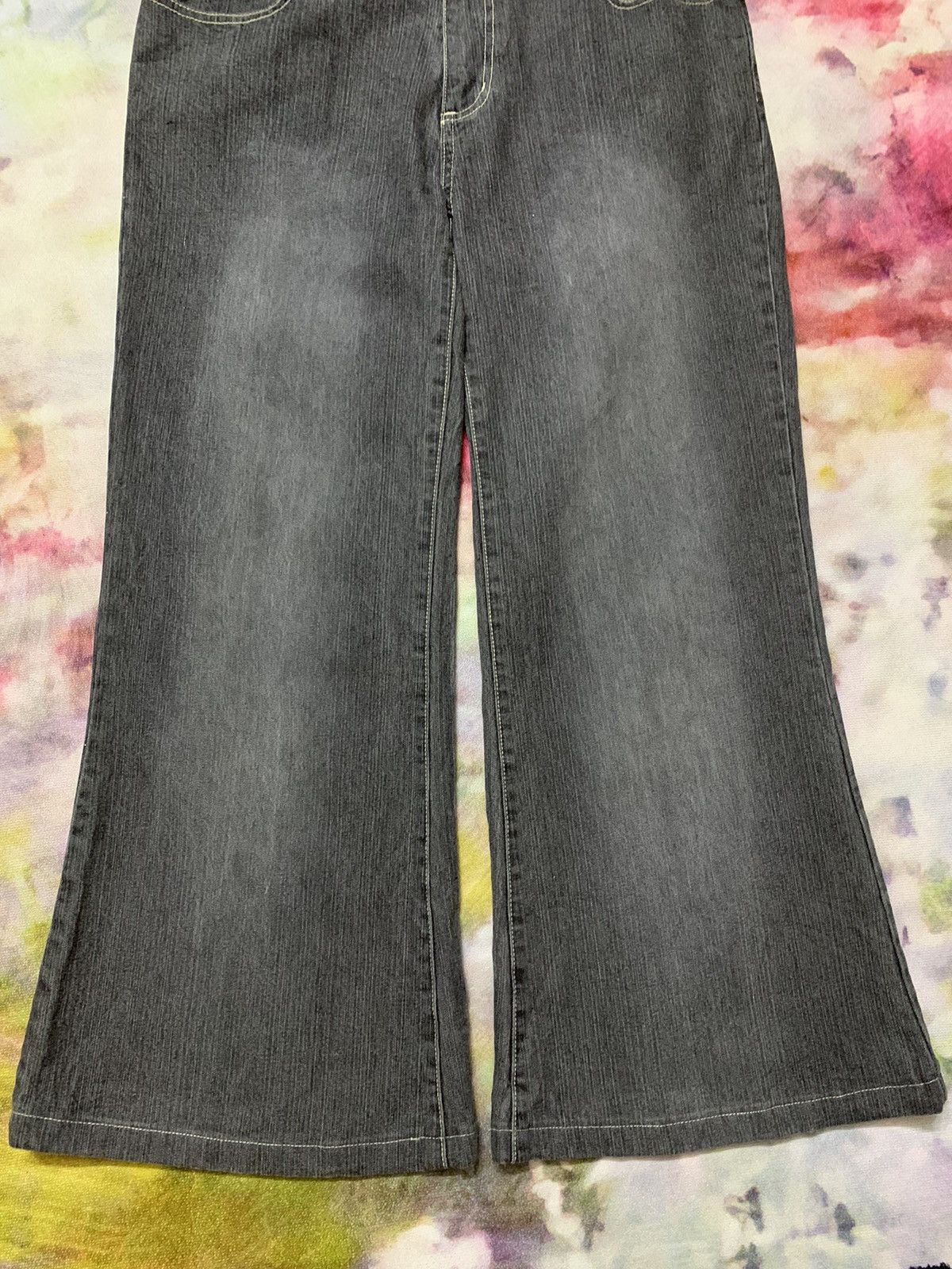 Japanese Brand Flared Japanese Brand Glassons Washed Black Wide Flare Baggy Size US 34 / EU 50 - 3 Thumbnail