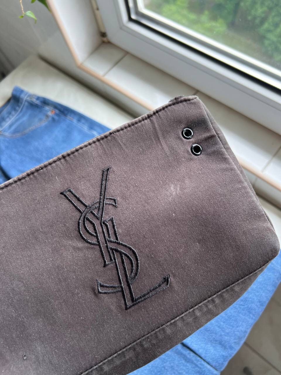 Vintage × Yves Saint Laurent Yves Saint Laurent YSL big pouch cosmetic bag used faded Size ONE SIZE - 3 Thumbnail