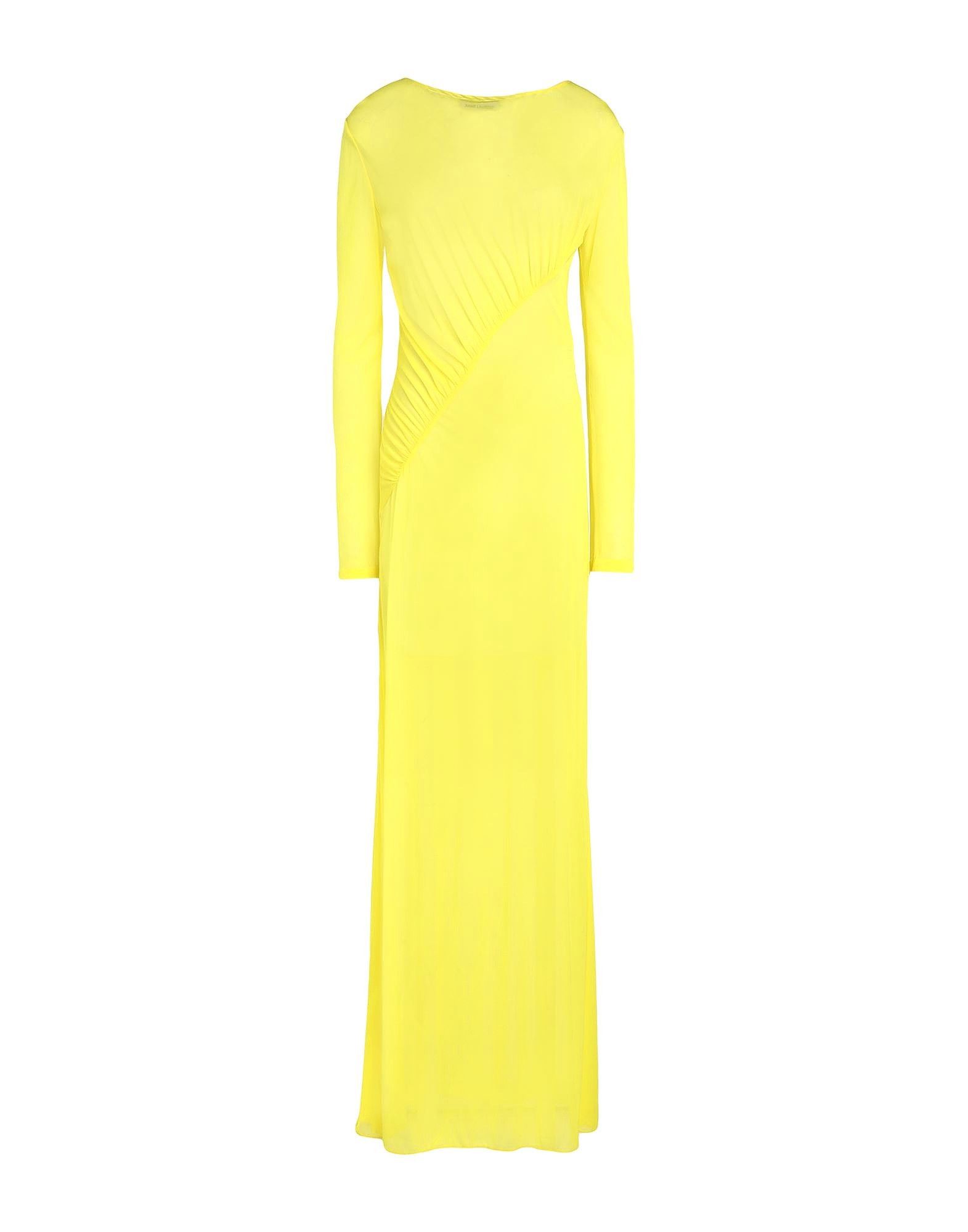 Saint Laurent Paris o1s1wg111024 Voile Maxi Dress in Yellow Size XS / US 0-2 / IT 36-38 - 1 Thumbnail