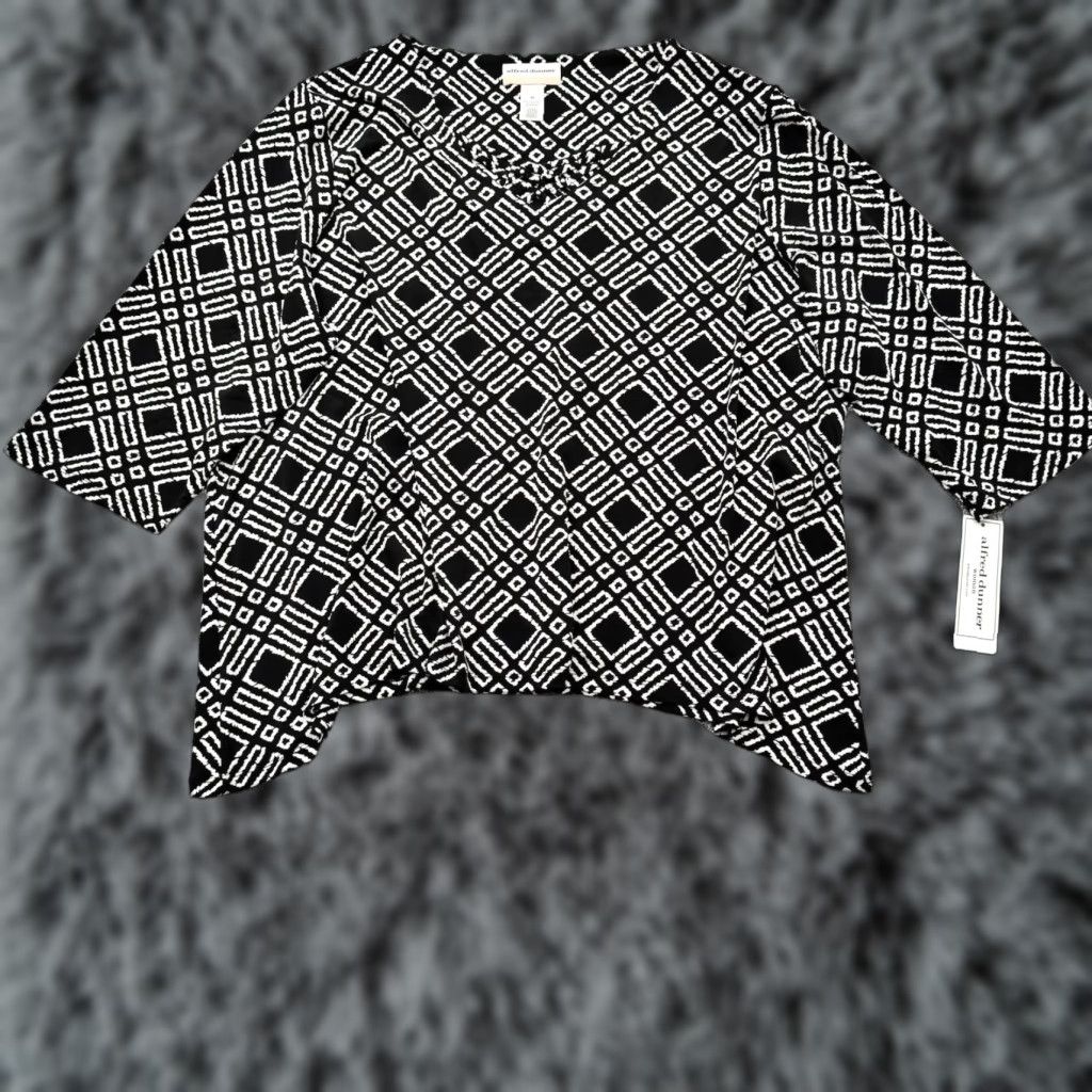 Vintage Edgy Boho Blouse Womens Plus 3X Asymmetrical Geometric Whimsigoth Dark Fairy Size XXL / US 16-18 / IT 52-54 - 1 Thumbnail