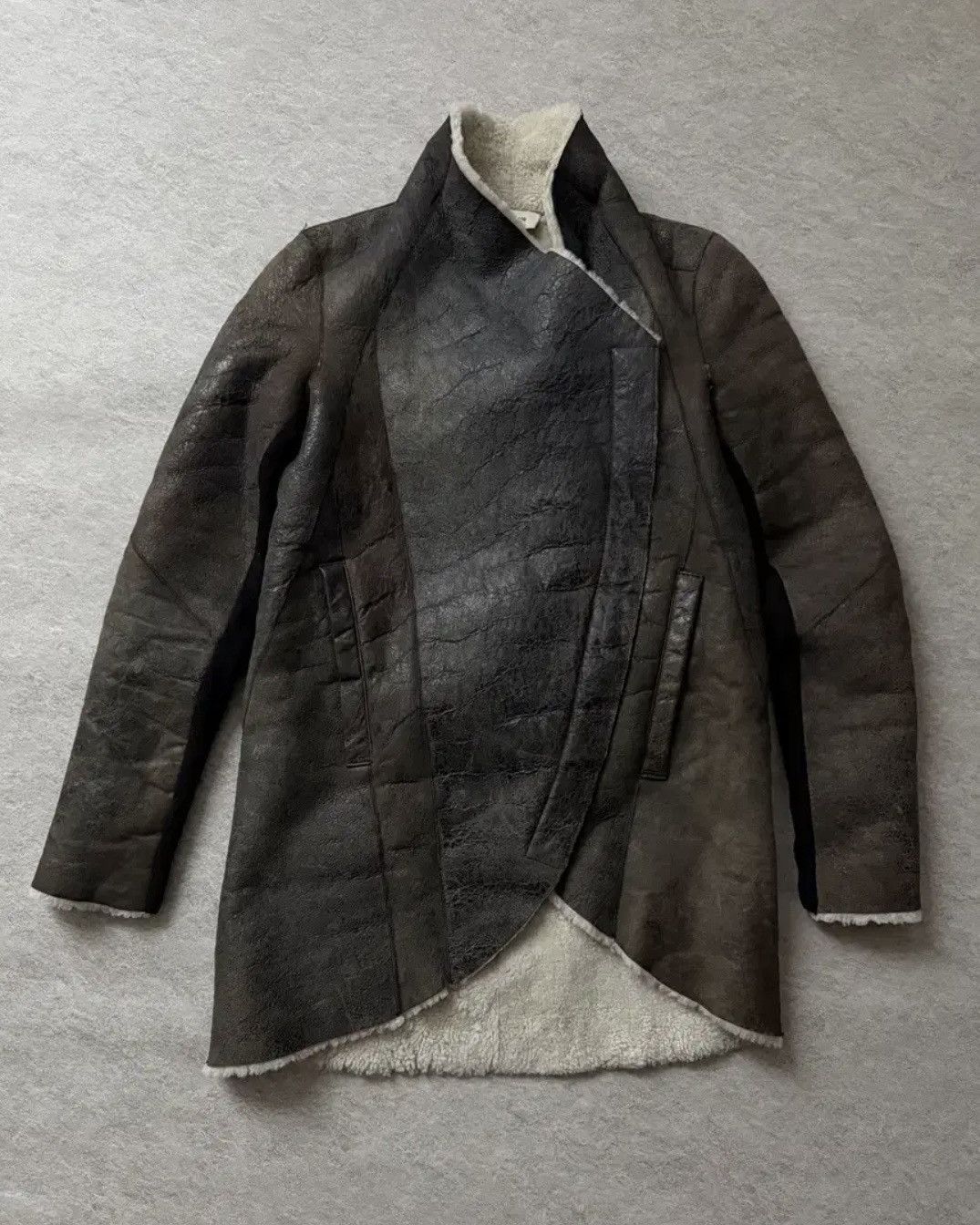 Helmut Lang Helmut Lang Asymmetric Shearling Lambskin Leather Jacket Size S / US 4 / IT 40 - 1 Thumbnail