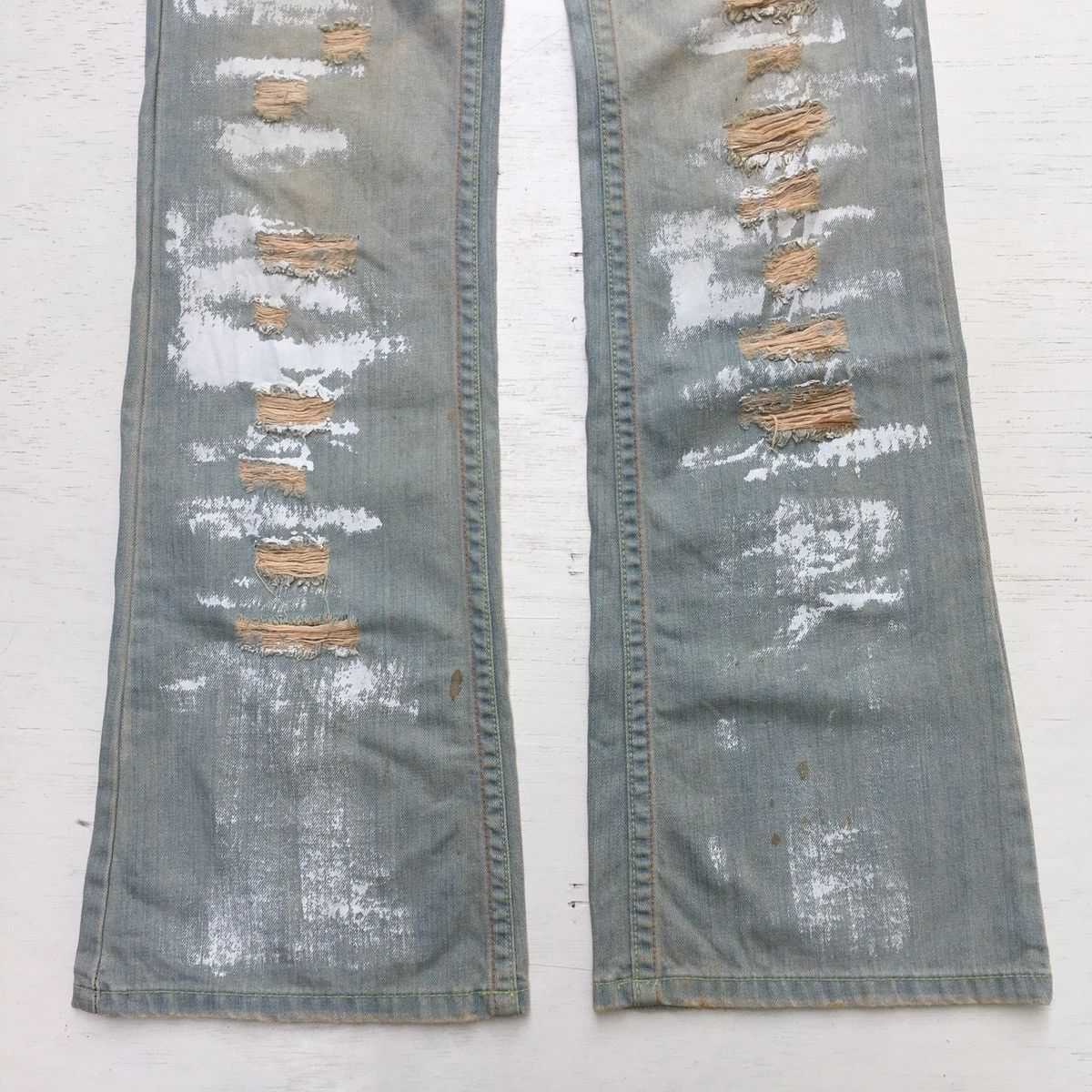 Japanese Brand Trashed Flared Denim Low Rise Paint Splash Size US 32 / EU 48 - 10 Thumbnail
