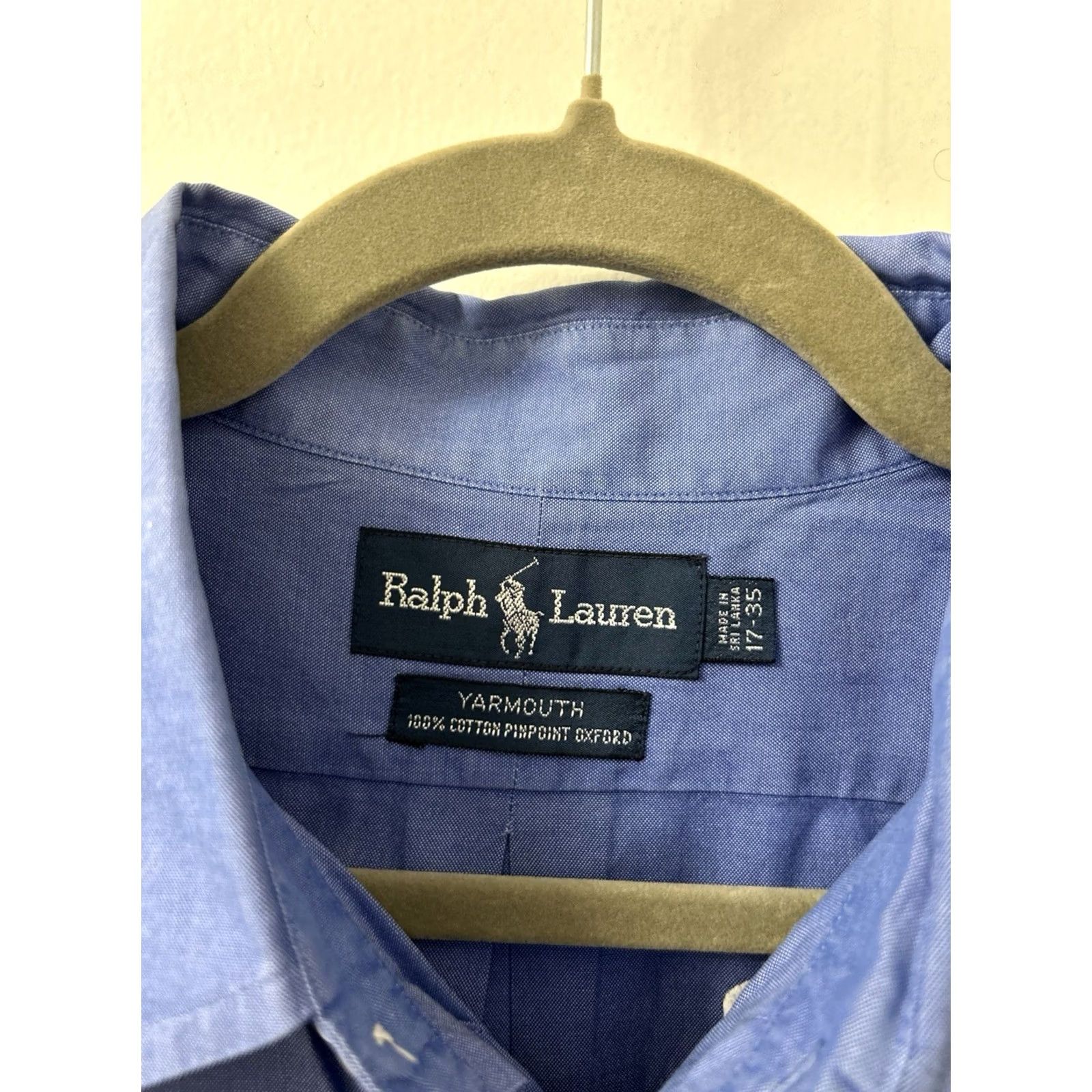 Ralph Lauren VINTAGE Ralph Lauren Yarmouth Shirt Mens 17 35 Blue Pinpoint Oxford Button Down L/S Size US XL / EU 56 / 4 - 5 Thumbnail