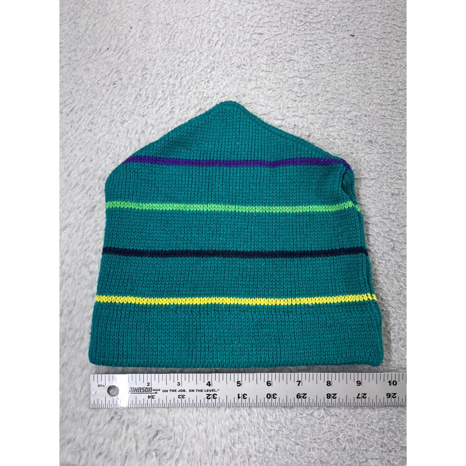 Altea Beanie Adult One Size Lightweight Striped Teal Blue Green Yellow 100% Acrylic Designer Ski Mens Size ONE SIZE - 2 Thumbnail
