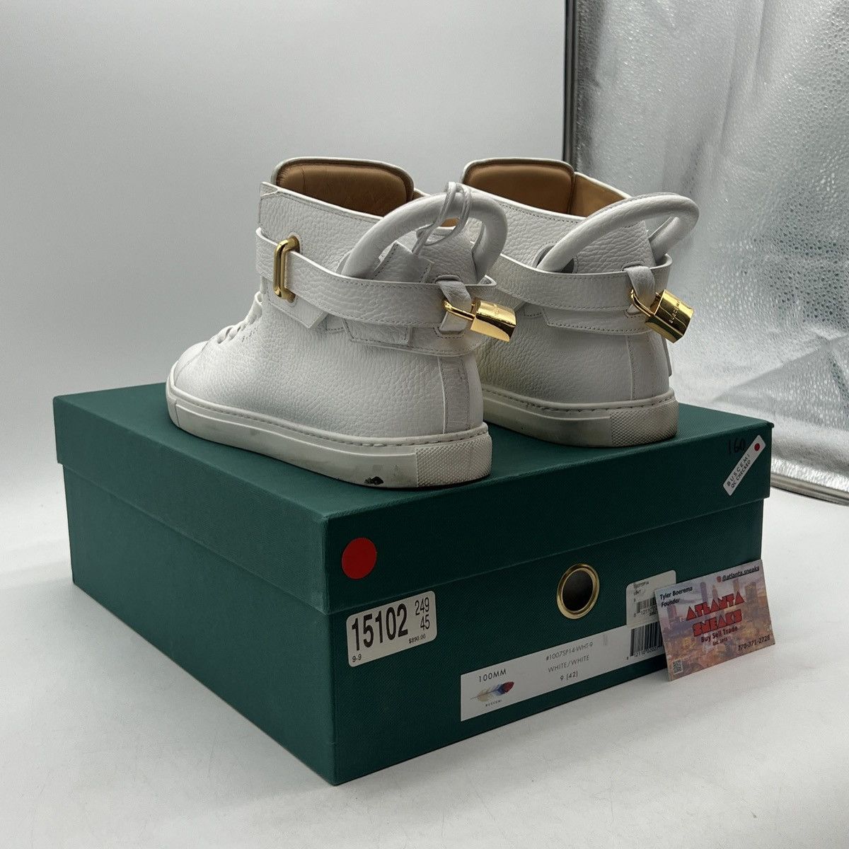 Buscemi Buscemi Mens 100MM White Leather High Top Sneakers Shoes Size US 9 / EU 42 - 4 Thumbnail