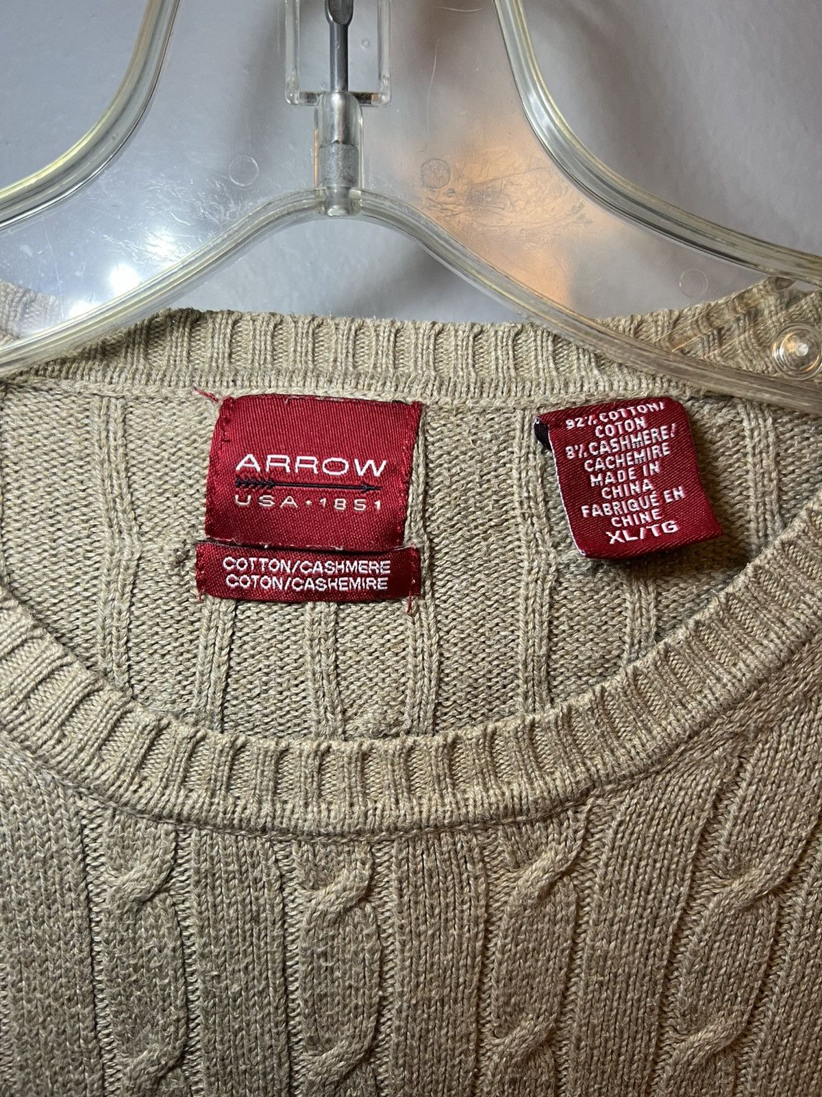 Arrow Vintage Arrow cable knit cotton cashmere blend sweater Size US XL / EU 56 / 4 - 3 Thumbnail