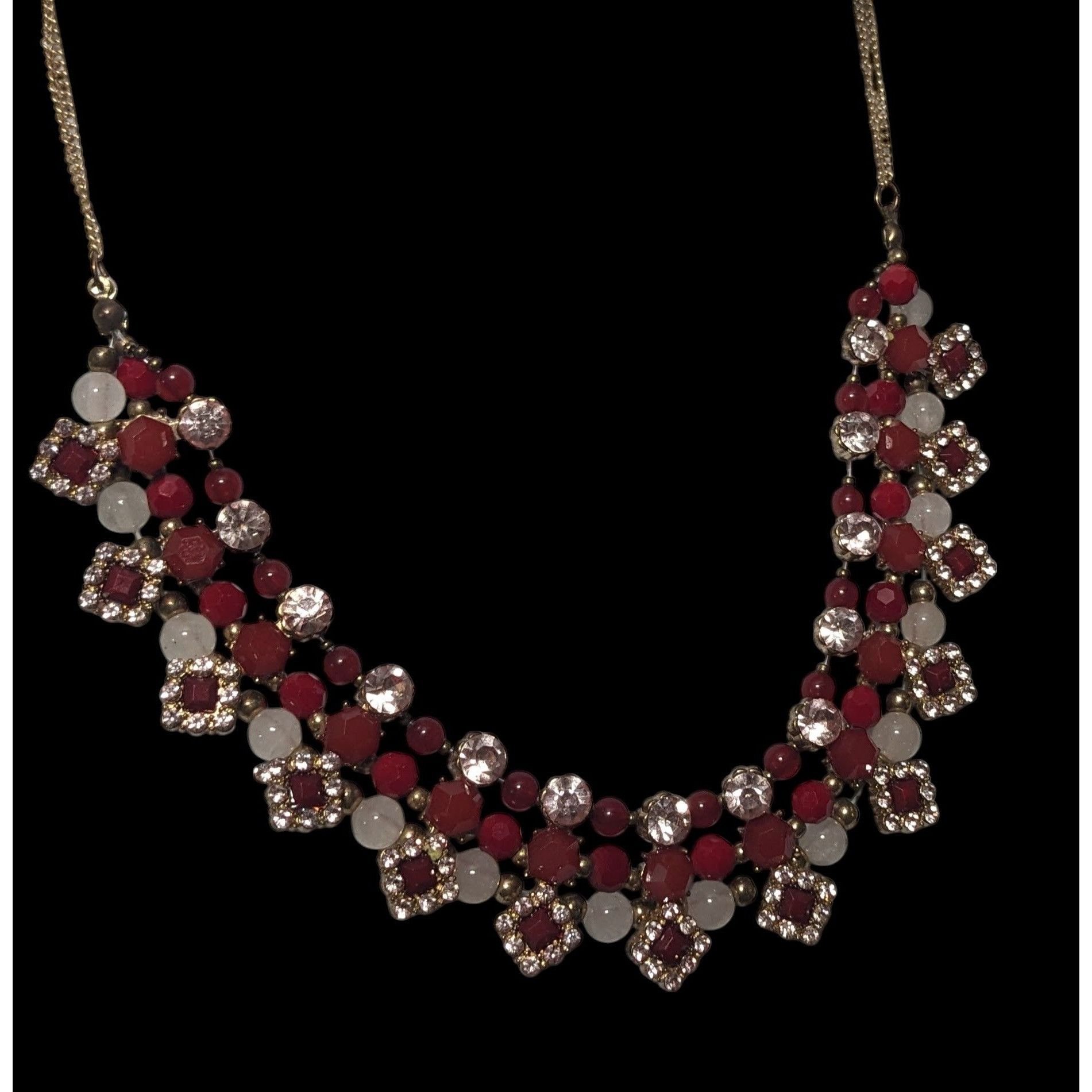 Other Elegant Glam Red And silver Rhinestone Statement Necklace Size ONE SIZE - 3 Thumbnail
