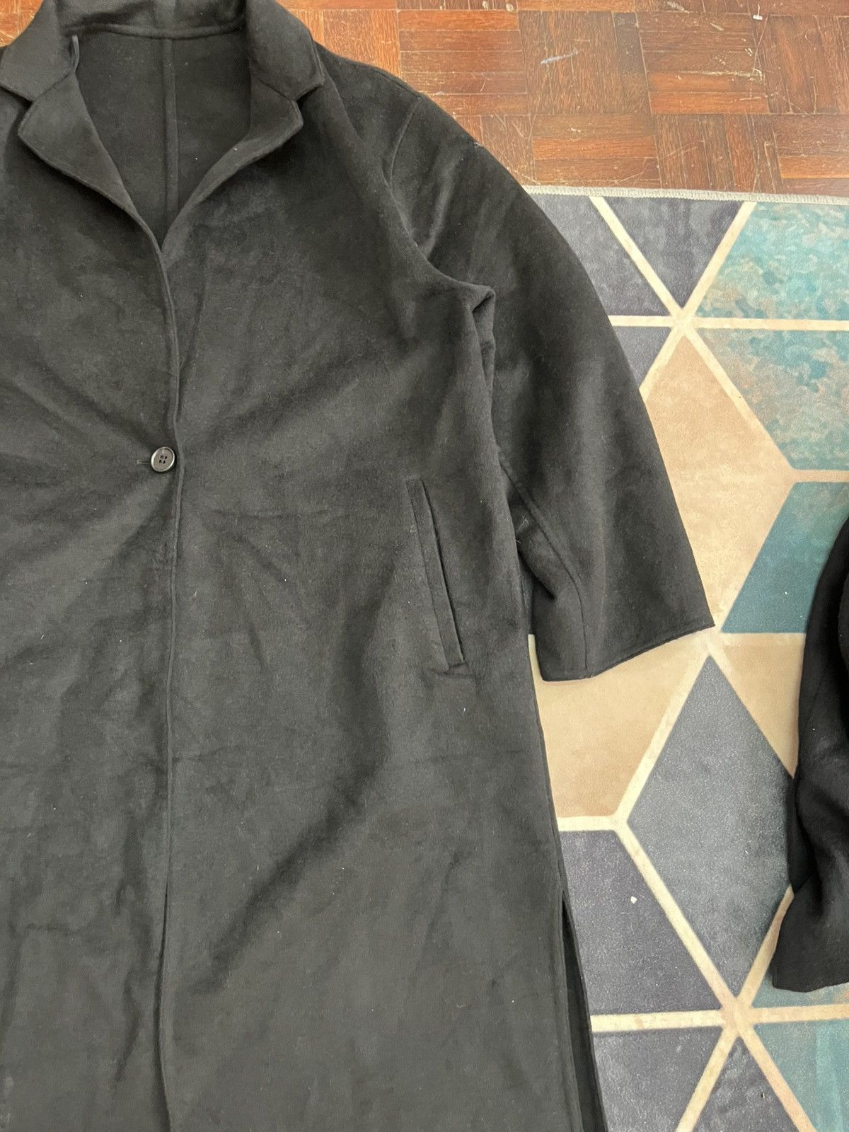 Japanese Brand Japanese Designer Uniqlo Black Long Jackets Wool Black Size L / US 10 / IT 46 - 4 Thumbnail