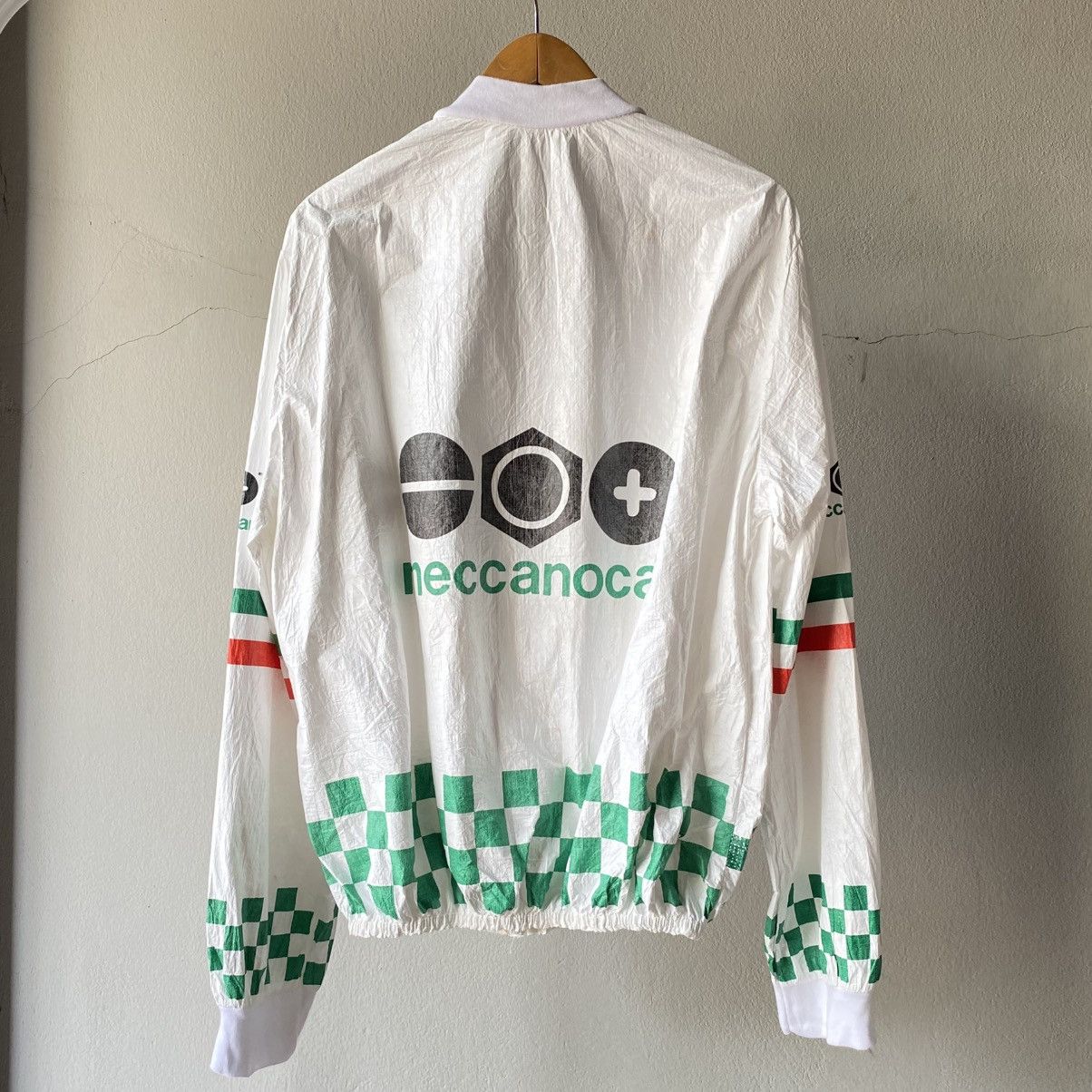 Vintage Tyvek Long-Sleeve Cycling Jersey - White & Green Accent. Size US M / EU 48-50 / 2 - 2 Thumbnail