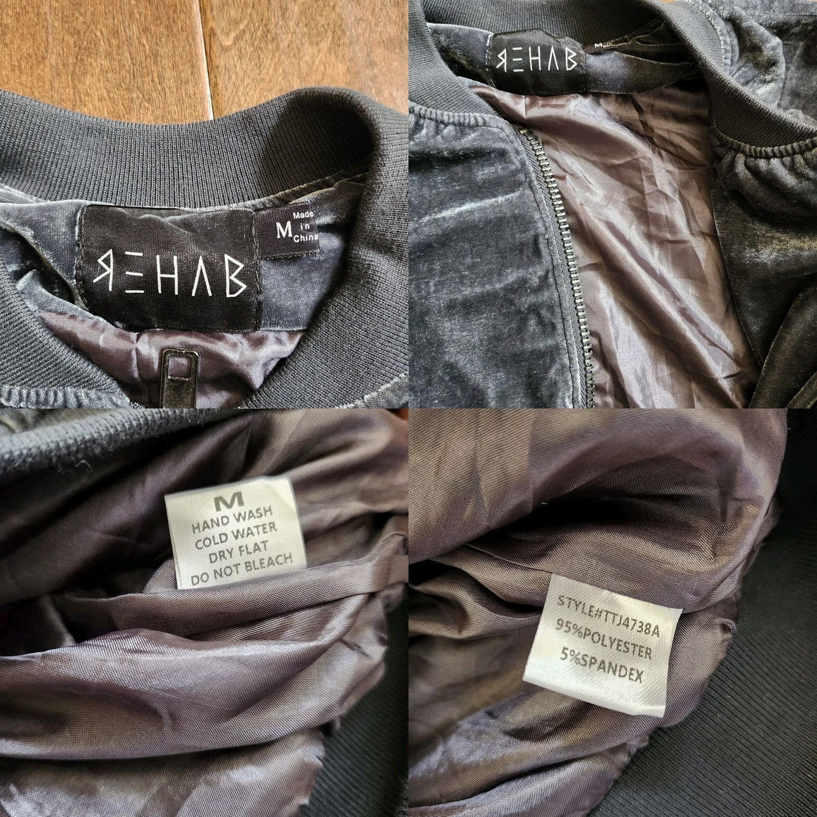 Velour Rehab Womens Jacket Velour Velvet Zip Blue Gray Long Sleeve M Regular Zip Front Size M / US 6-8 / IT 42-44 - 9 Thumbnail