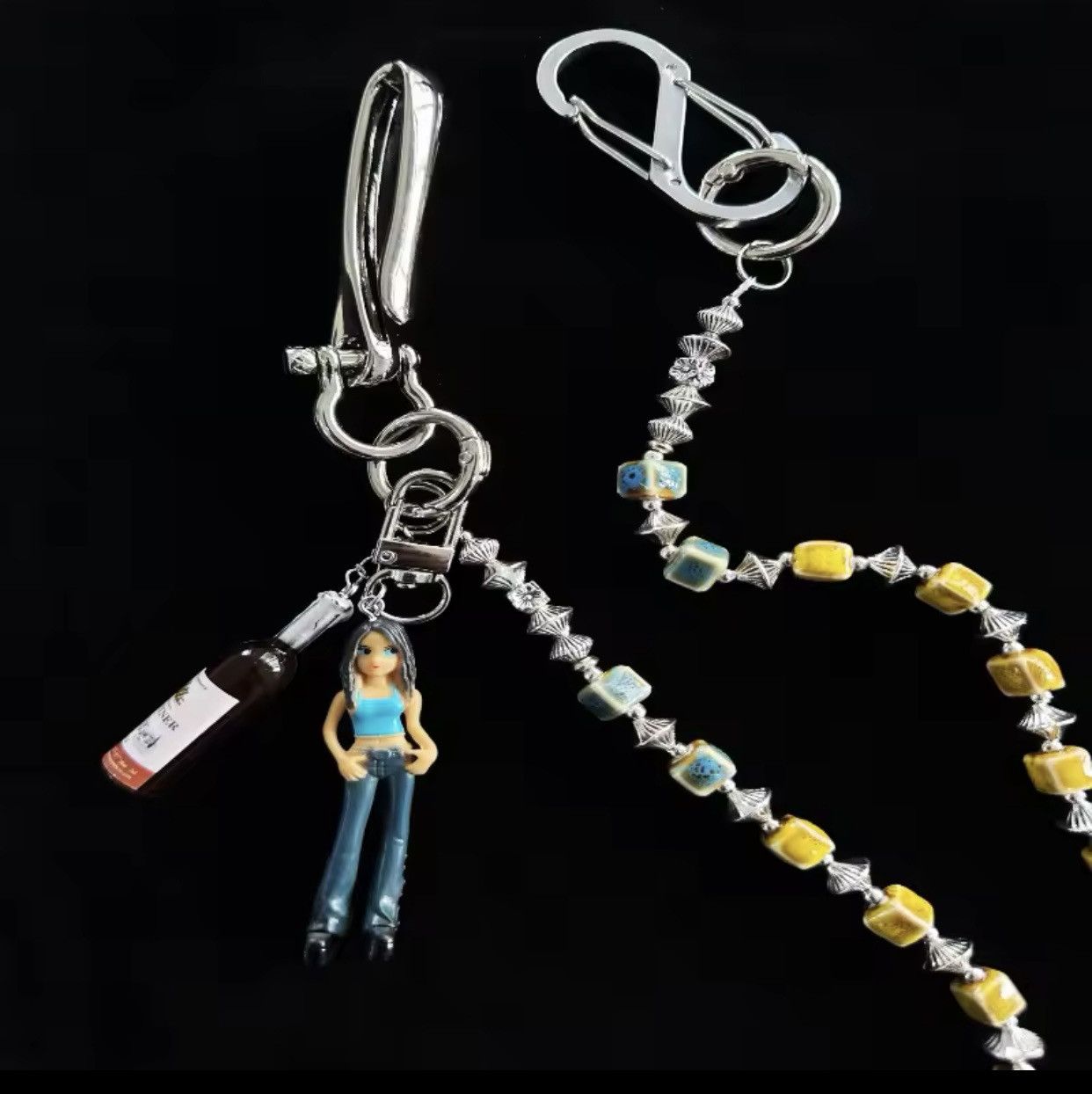 Jewelry Square Bead Cleanfit Pants Chain Bag Girls Bottled Jeans Size ONE SIZE - 3 Thumbnail
