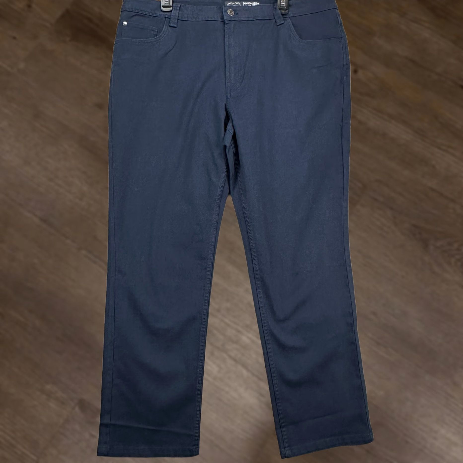 Arrow VINTAGE Arrow Men Khaki Pants 35X30 Navy Blue Straight Leg Flat Front Pocket Stretch NEW Size US 35 - 1 Thumbnail
