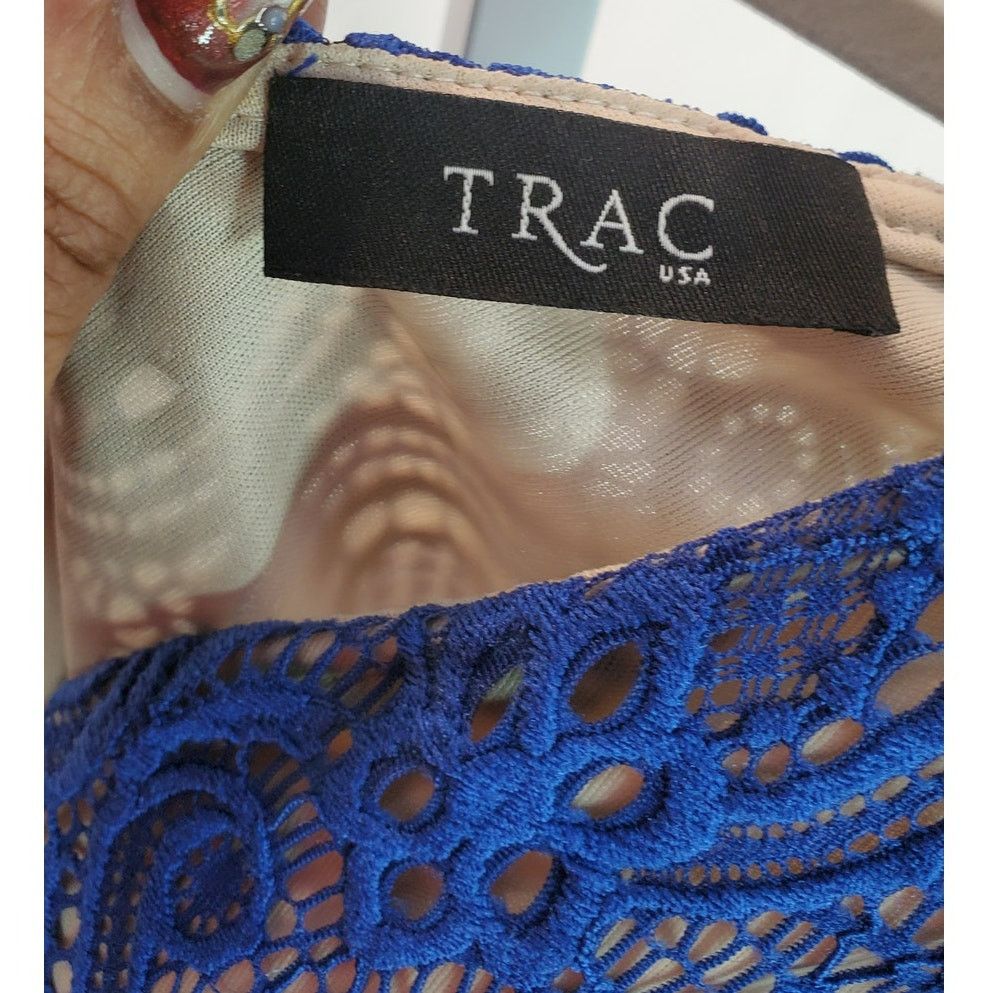 Other TRAC USA Blue Lace Sleeveless Nude Lined Dress Medium Size M / US 6-8 / IT 42-44 - 6 Thumbnail
