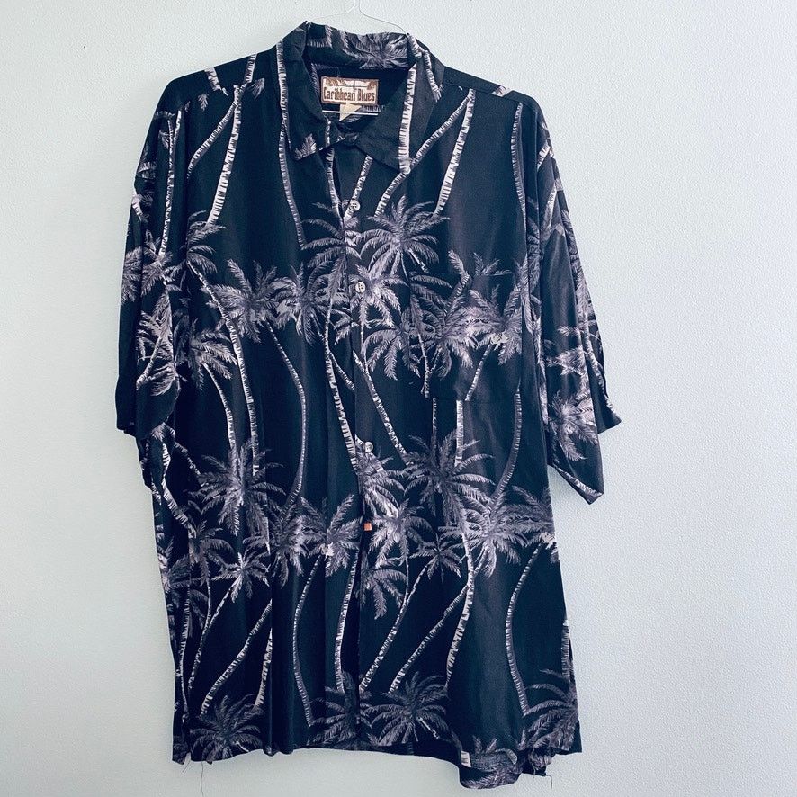 Caribbean Caribbean Blues palm print short sleeve button down Size US XXL / EU 58 / 5 - 2 Thumbnail