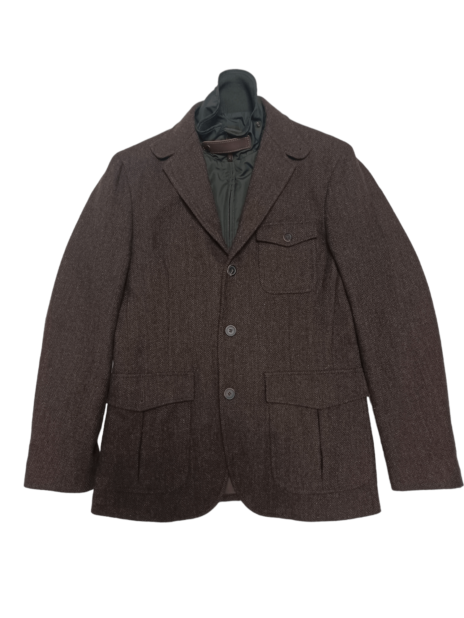 image of Cashmere Wool x Henry Cottons 100% Wool Made In Croatia Multipocket Coat in Brown (Size Large)
