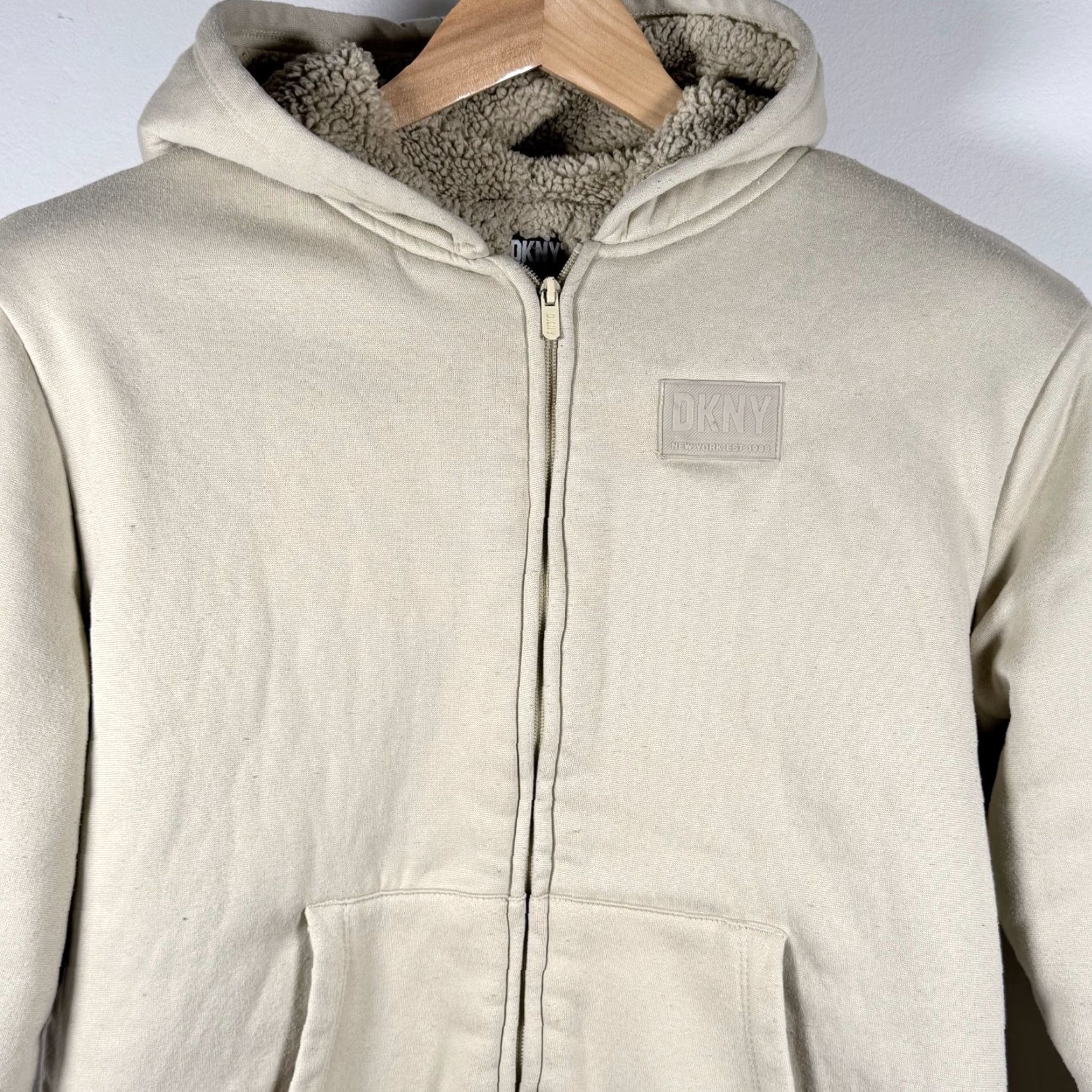 DKNY DKNY Hoodie Women XL Cream Sherpa-Lined Full Zip Winter Pockets Outdoor Y2K - XL Size XL / US 12-14 / IT 48-50 - 4 Thumbnail