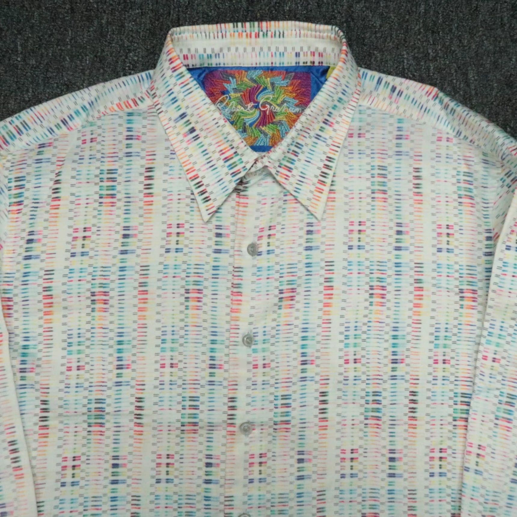 Robert Graham Robert Graham White Geometric Button-Up Shirt XL Classic Fit Long Sleeve Mens Size US XL / EU 56 / 4 - 2 Thumbnail