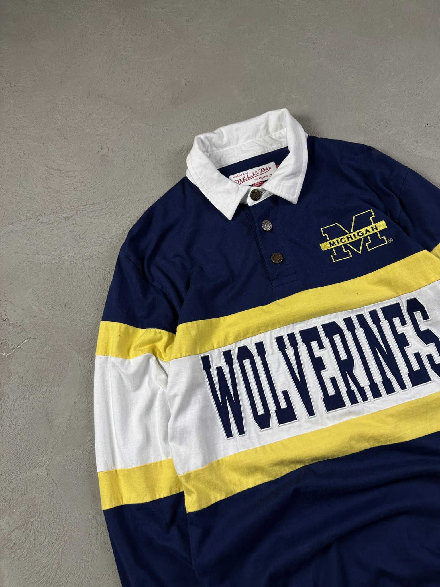 Mitchell & Ness Vintage Y2k Mitchell & Ness Michigan Wolverines Rugby Polo Size US S / EU 44-46 / 1 - 6 Thumbnail