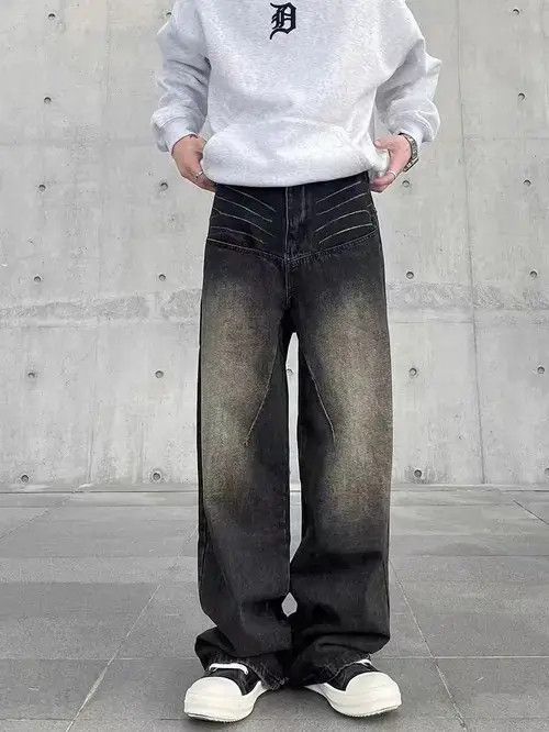 VIBE Street hiphop retro grunge topstitch wide leg jeans Size US 32 / EU 48 - 3 Thumbnail
