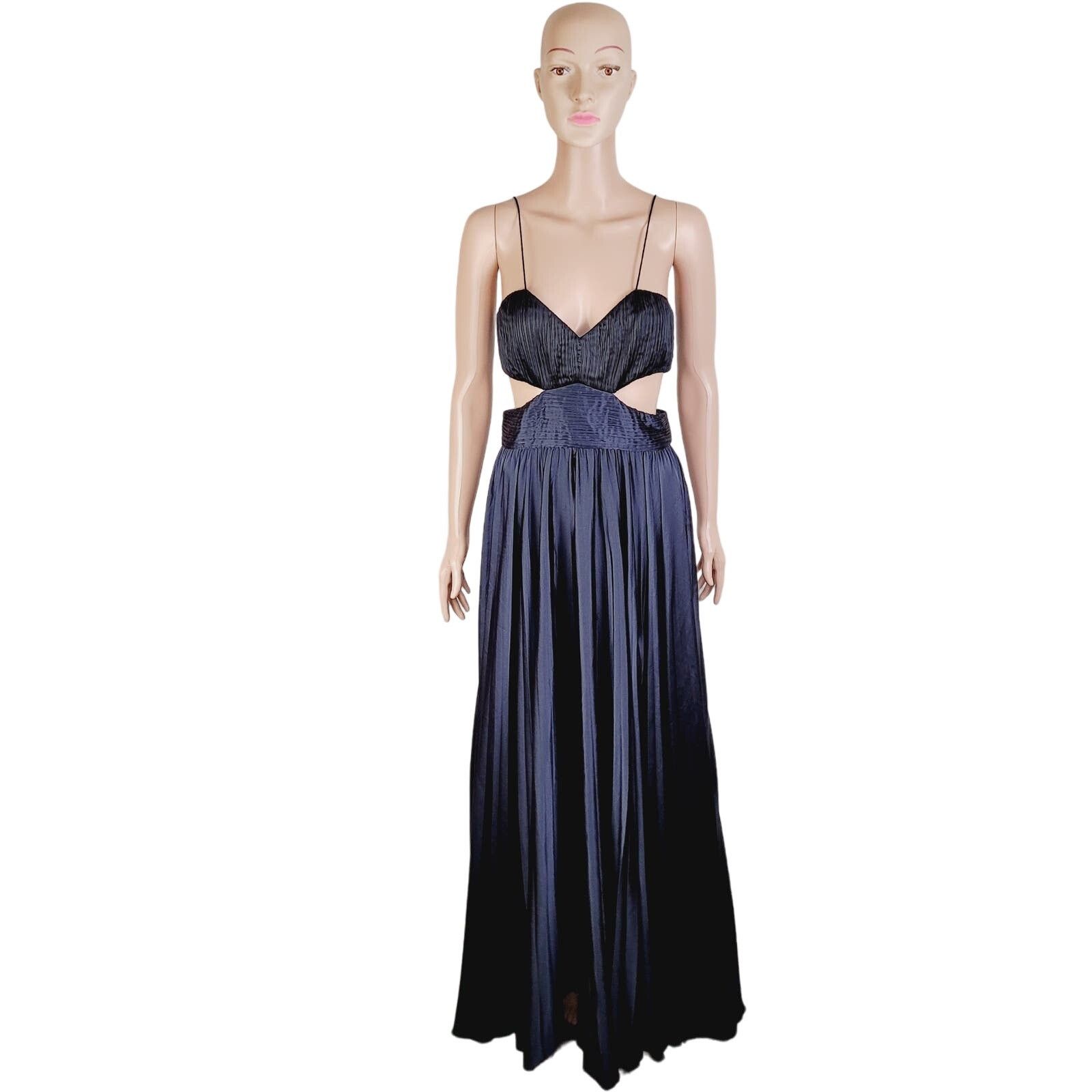 Amur Amur Elodie navy and black pleated cut out full length gown Size M / US 6-8 / IT 42-44 - 2 Thumbnail