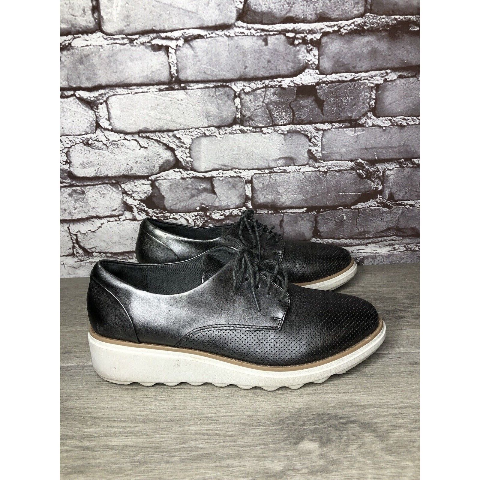 Clarks Clarks Collection Metallic Gunmetal Pewter Oxfords Shoes Wom Size US 8.5 / IT 38.5 - 5 Thumbnail