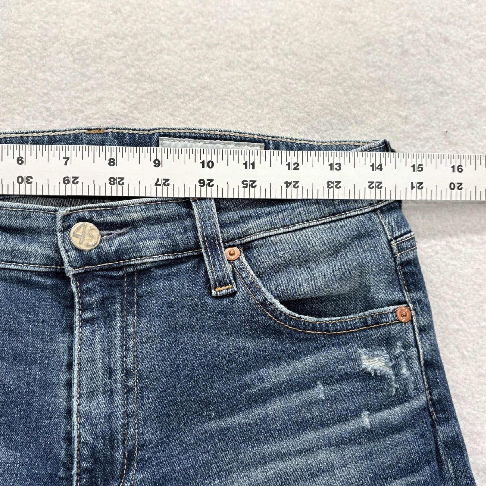 Vintage AG Adriano Goldschmied Mari High Rise Straight Jeans Womens 28 Blue Distressed Jeans Women Straight 28 Blue Distressed Size 28" / US 6 / IT 42 - 6 Thumbnail