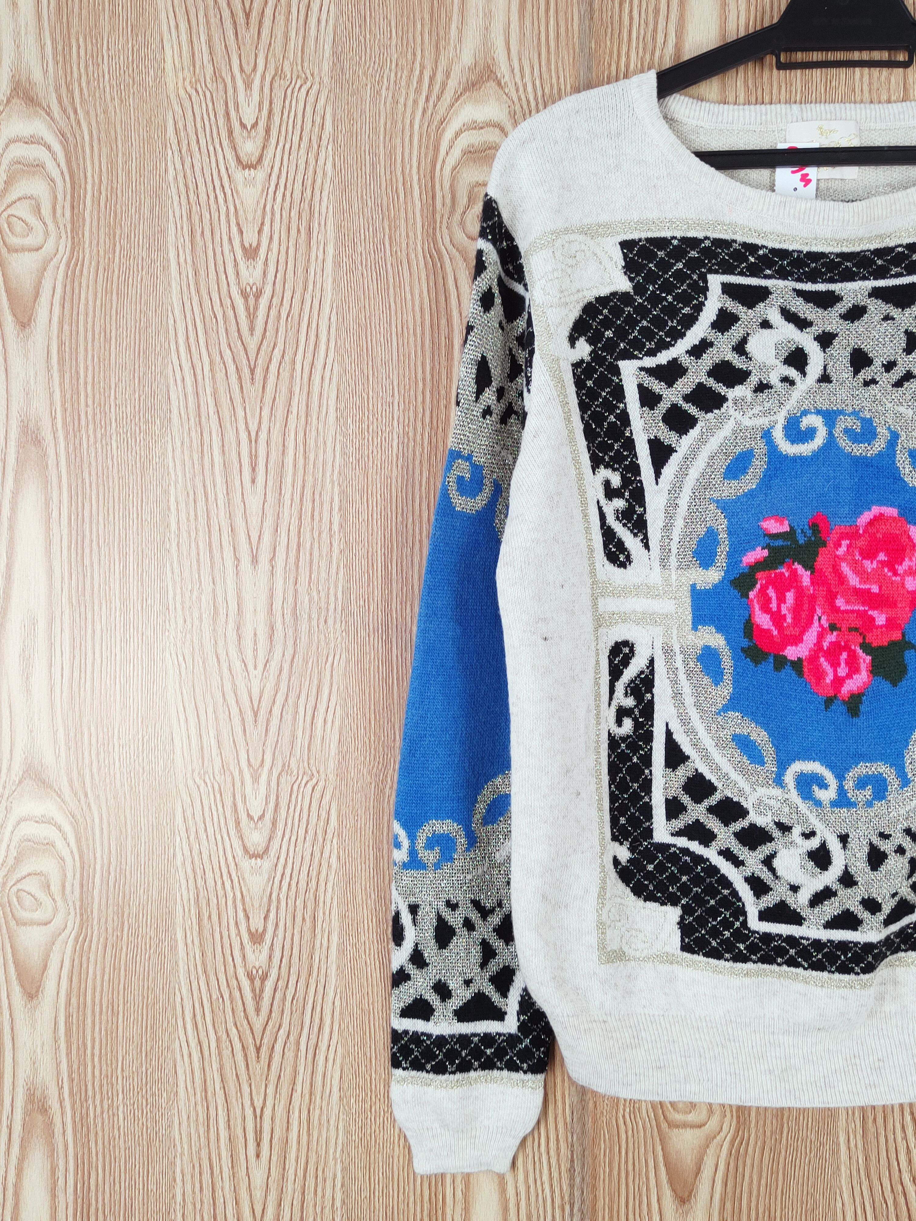 Vintage Peace Dove Blue Cream Knitwear Sweatshirts #W680 Size M / US 6-8 / IT 42-44 - 3 Thumbnail