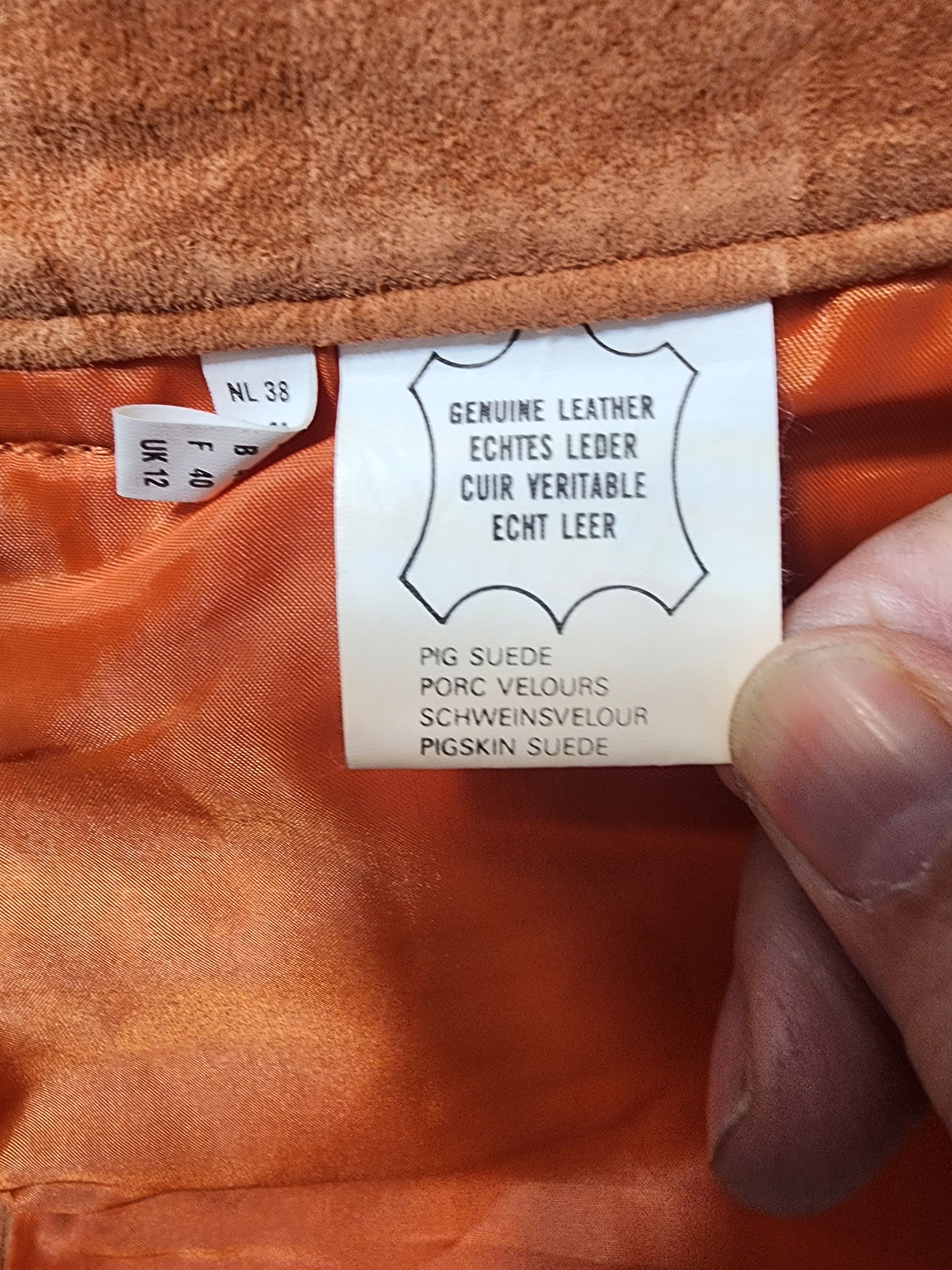 Other Orange Leather Pants: Women's Suede Trousers Size 28" / US 6 / IT 42 - 8 Thumbnail