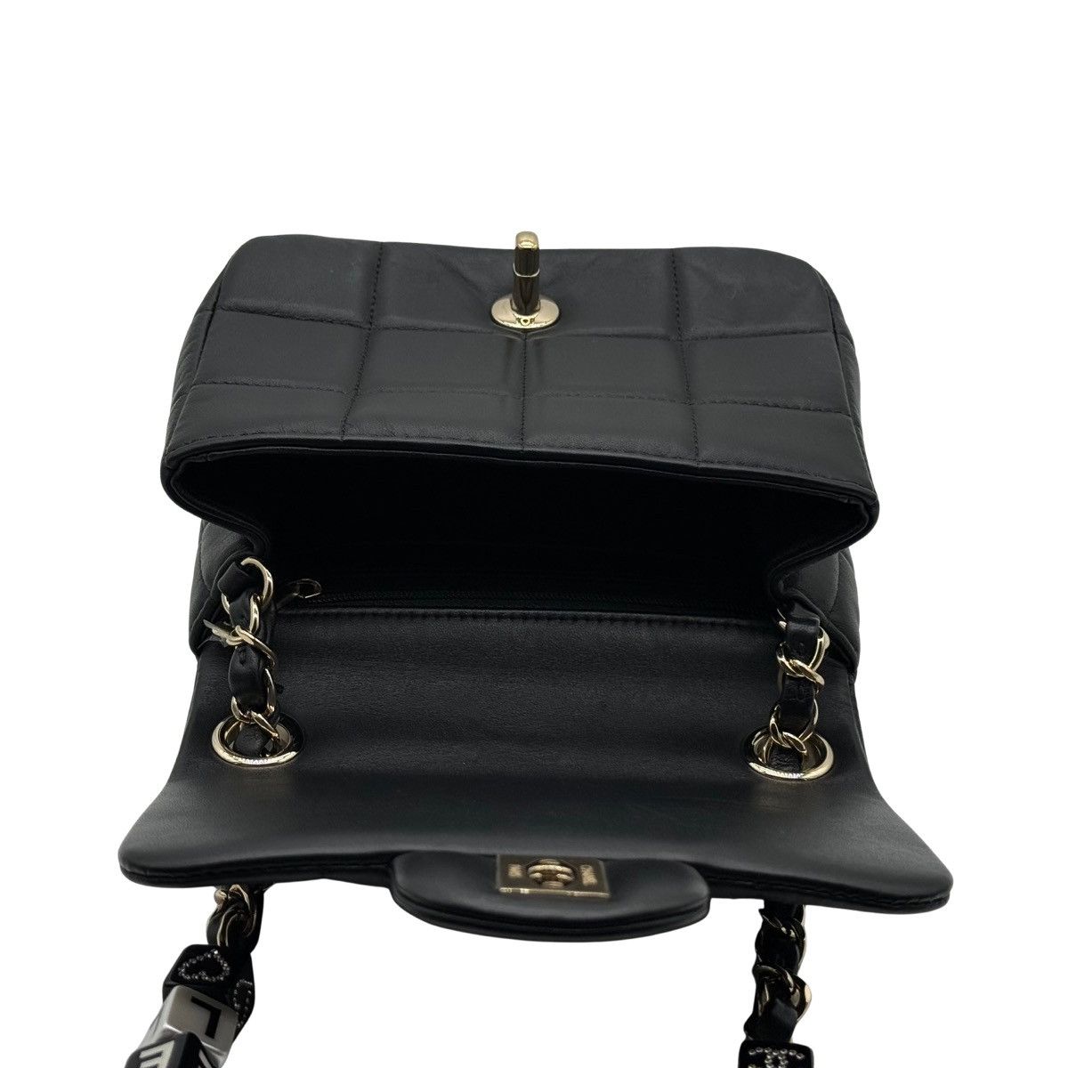 Chanel Chanel Monaco Mini Square Flap Bag Black Lambskin Size ONE SIZE - 10 Thumbnail