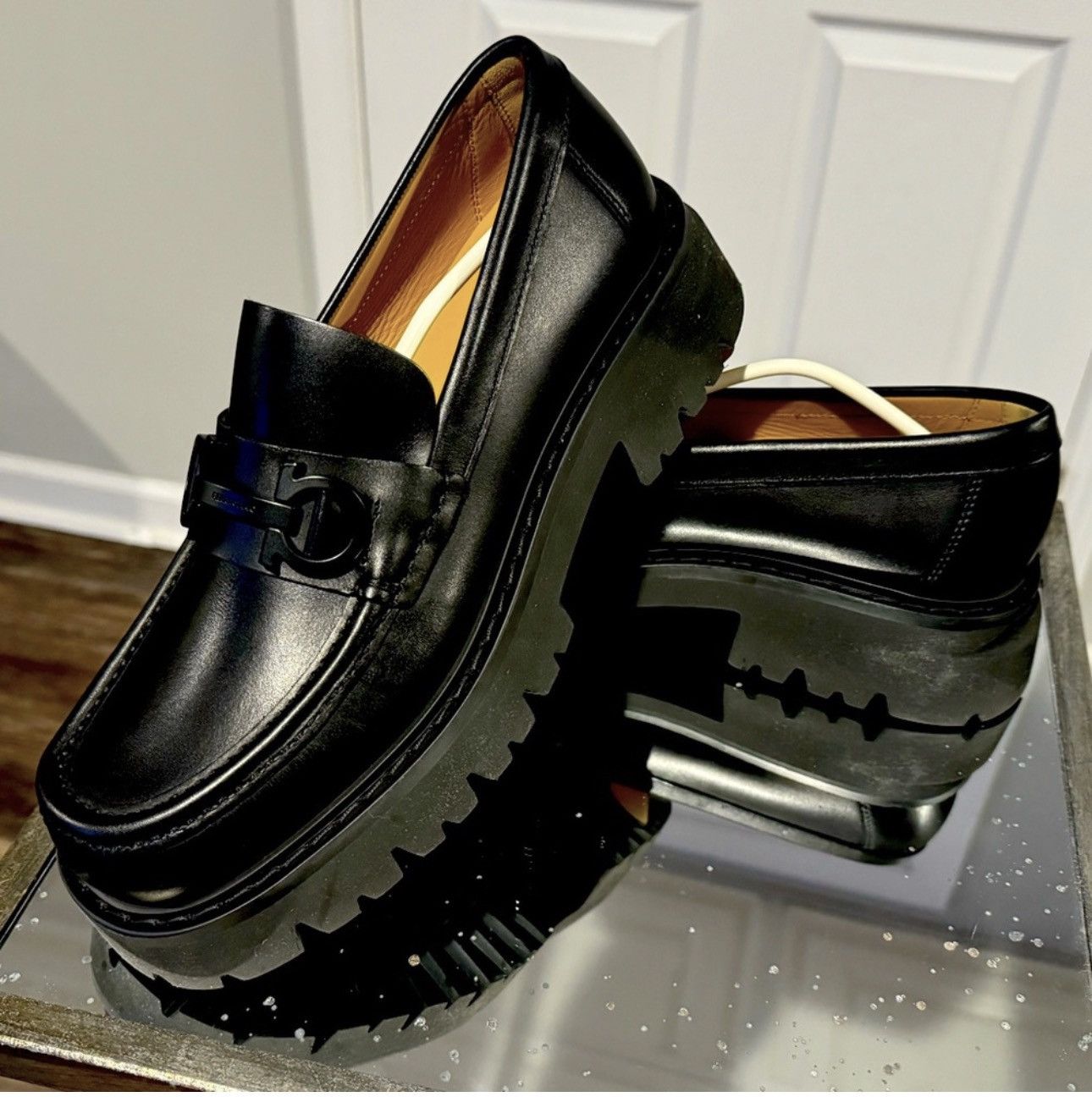 Salvatore Ferragamo Florian Leather Lug-Sole Platform Loafers Size US 8.5 / EU 41-42 - 2 Thumbnail