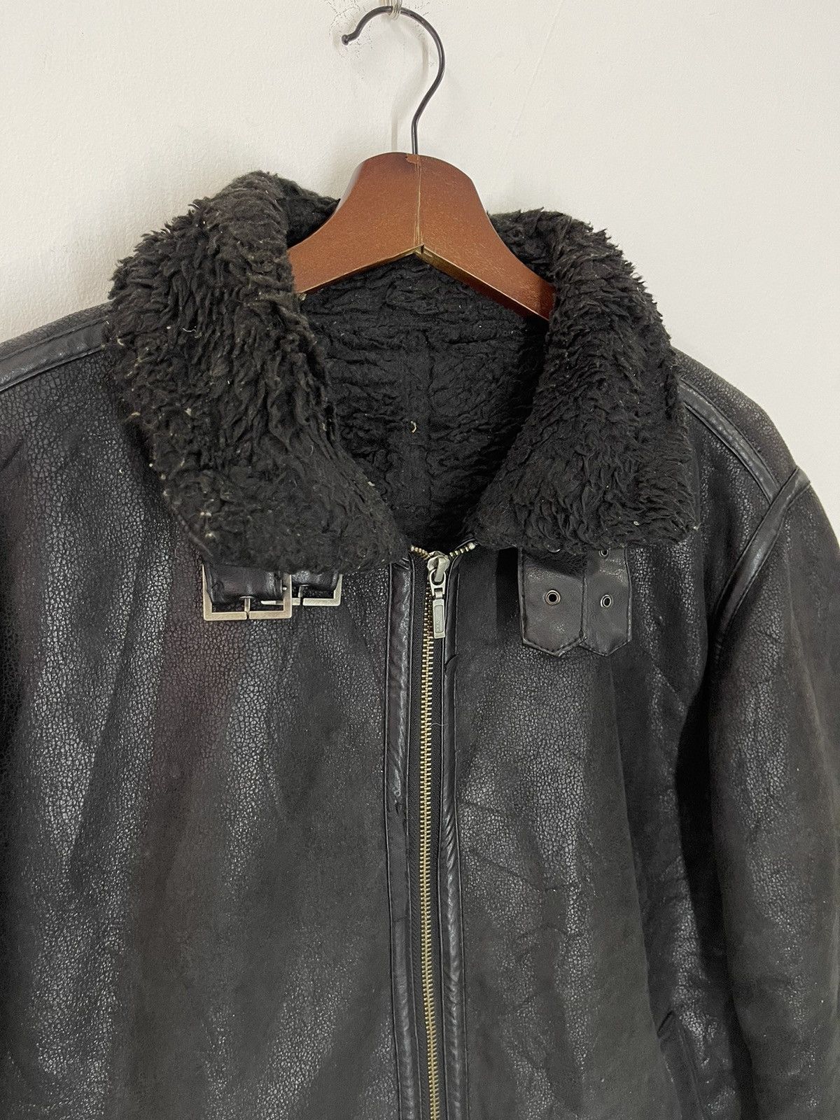 Japanese Brand VINTAGE B3 SHEARLING JACKET BLACK LEATHER Size US L / EU 52-54 / 3 - 2 Thumbnail