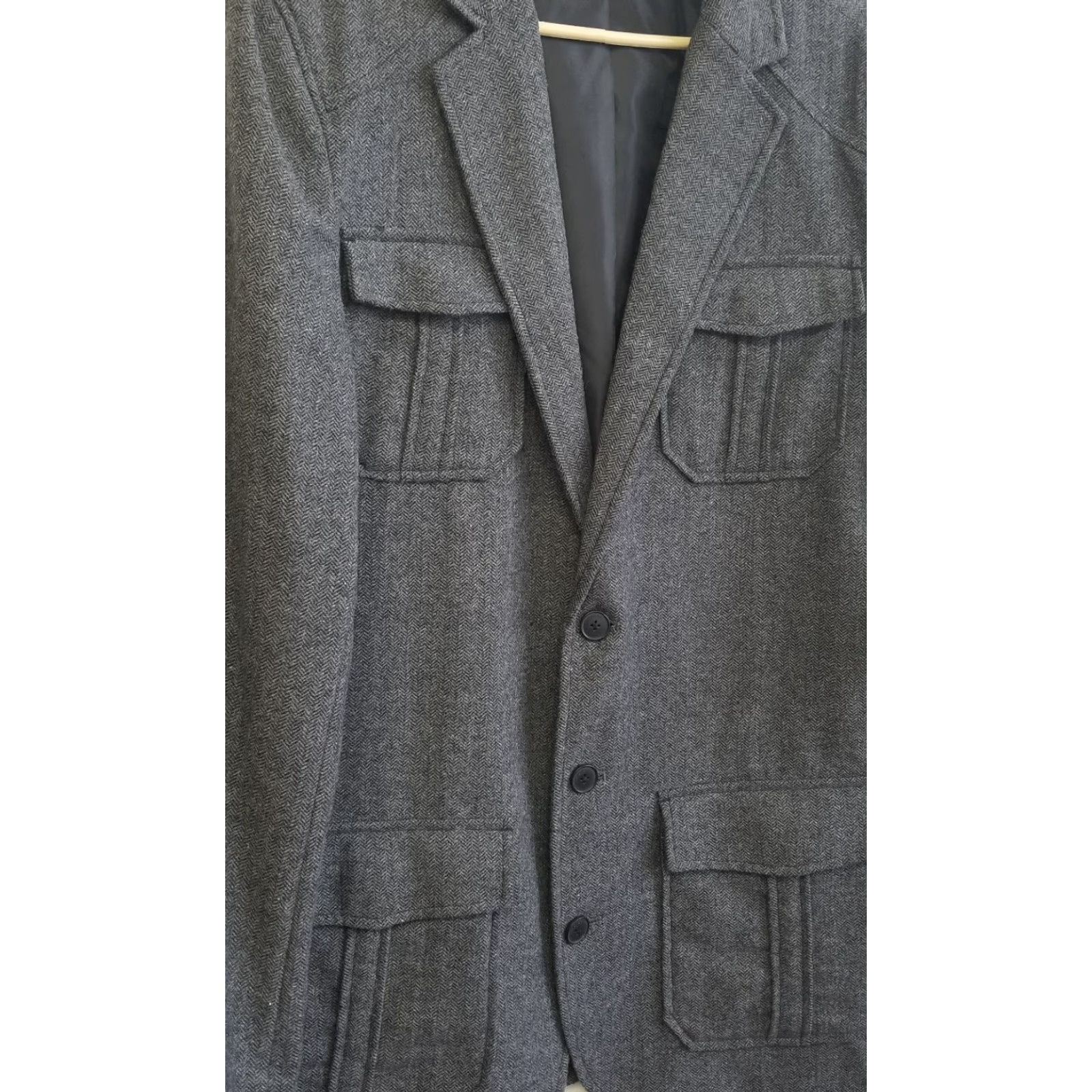 Vintage Structure Men’s Modern Fit Sports Jacket Blazer Herringbone Black Onyx Size large Size 42R - 3 Thumbnail