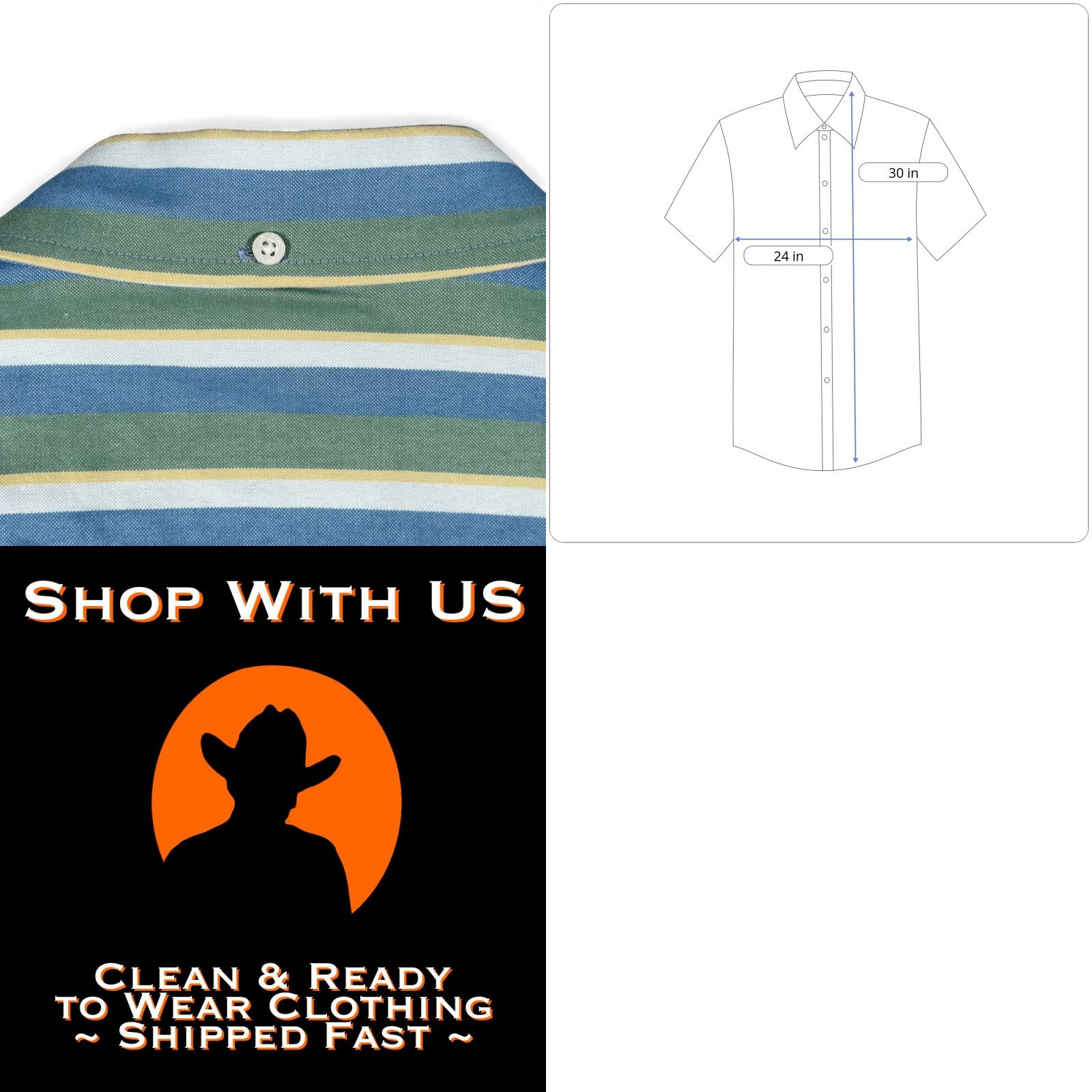 Vintage LL Bean Shirt Adult LARGE Blue Green Yellow Striped Fitted Stretch Outdoor Size US L / EU 52-54 / 3 - 8 Thumbnail