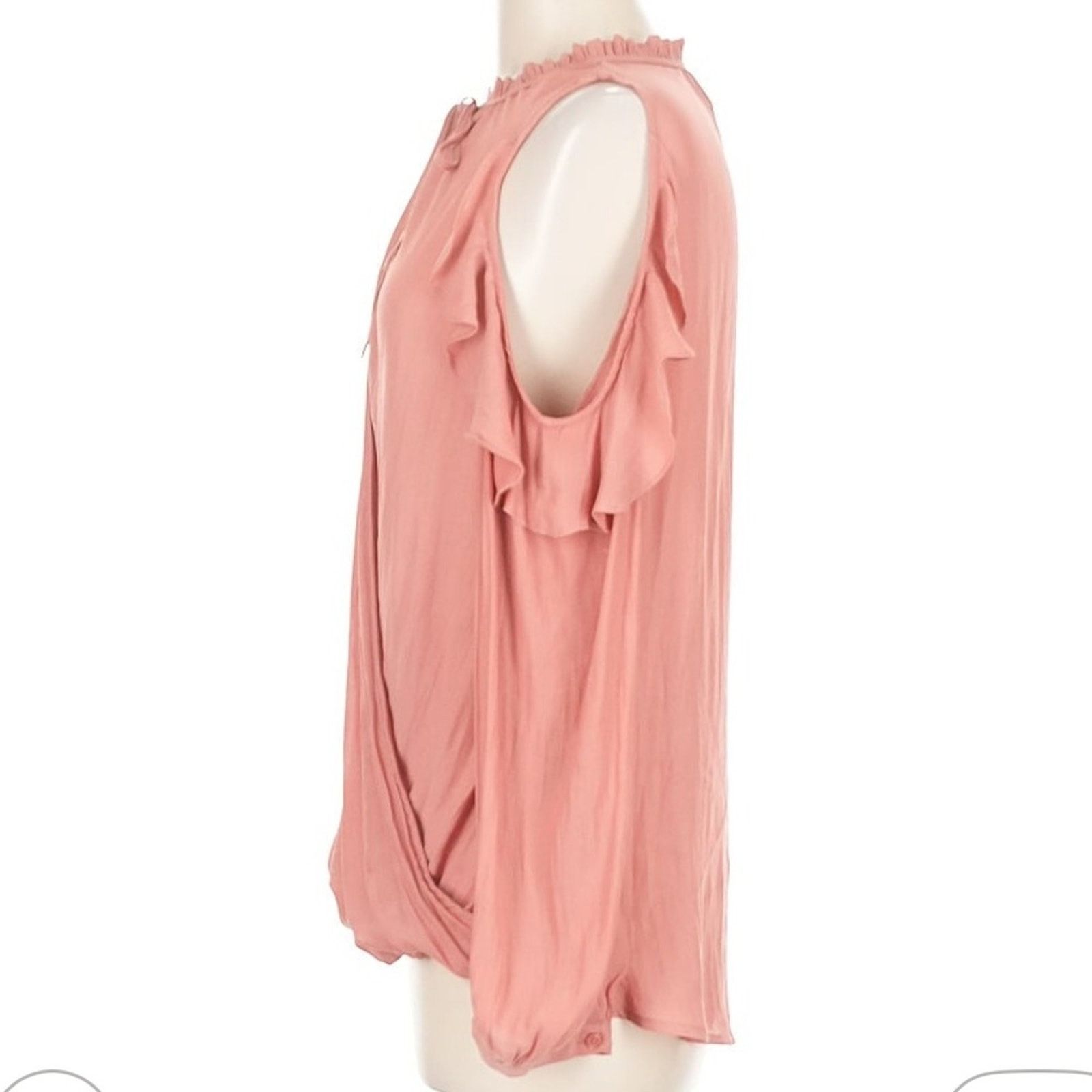 Anthropologie Maeve Blush Pink Ruffled Blouse Size M / US 6-8 / IT 42-44 - 3 Thumbnail