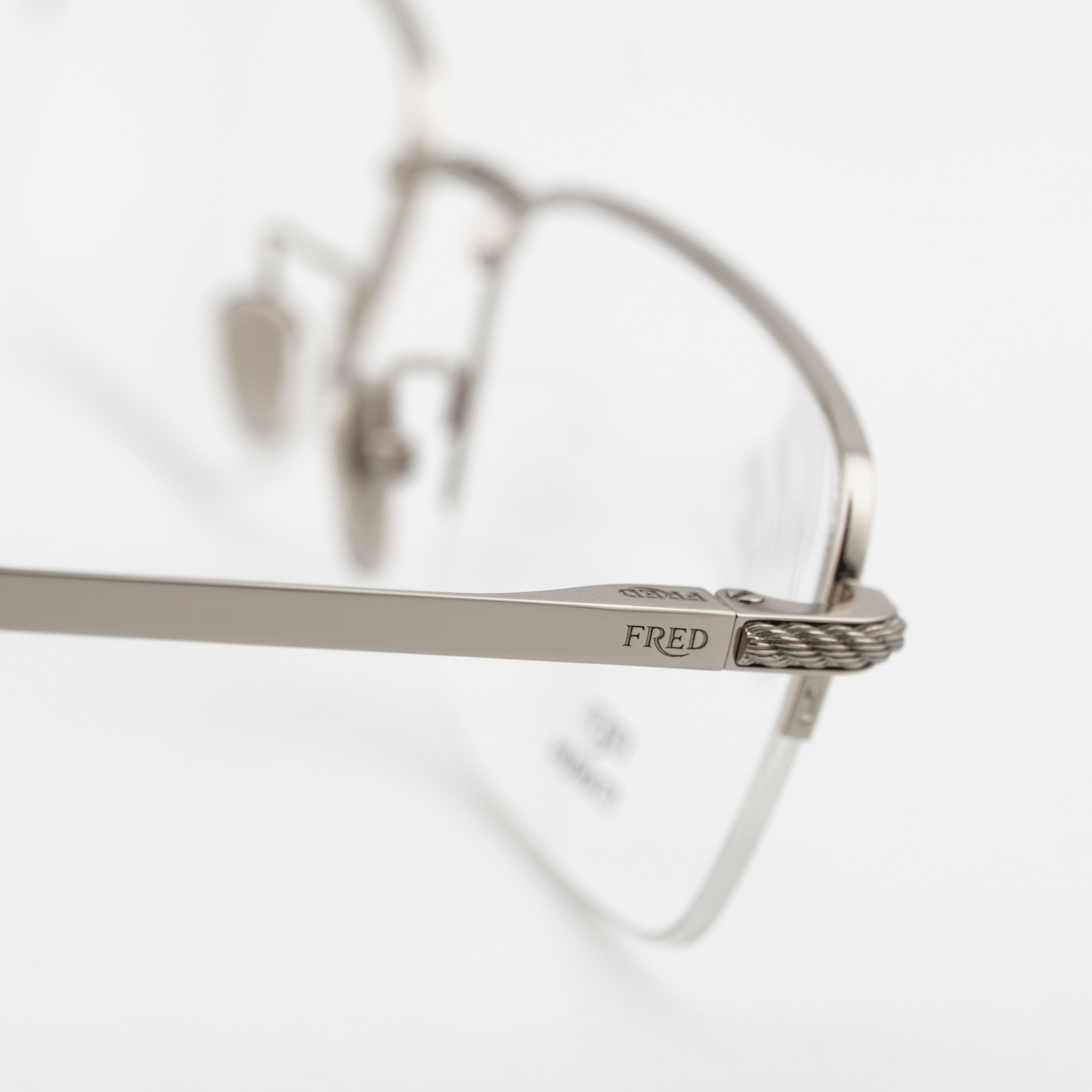 FRED Fred FG50024F 016 Eyeglasses Silver 56mm Rectangle Frame Size ONE SIZE - 4 Thumbnail