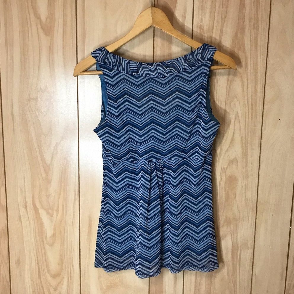 Other New York Company Blue Chevron Scoop Neck Lined Tank Top S Size S / US 4 / IT 40 - 2 Thumbnail