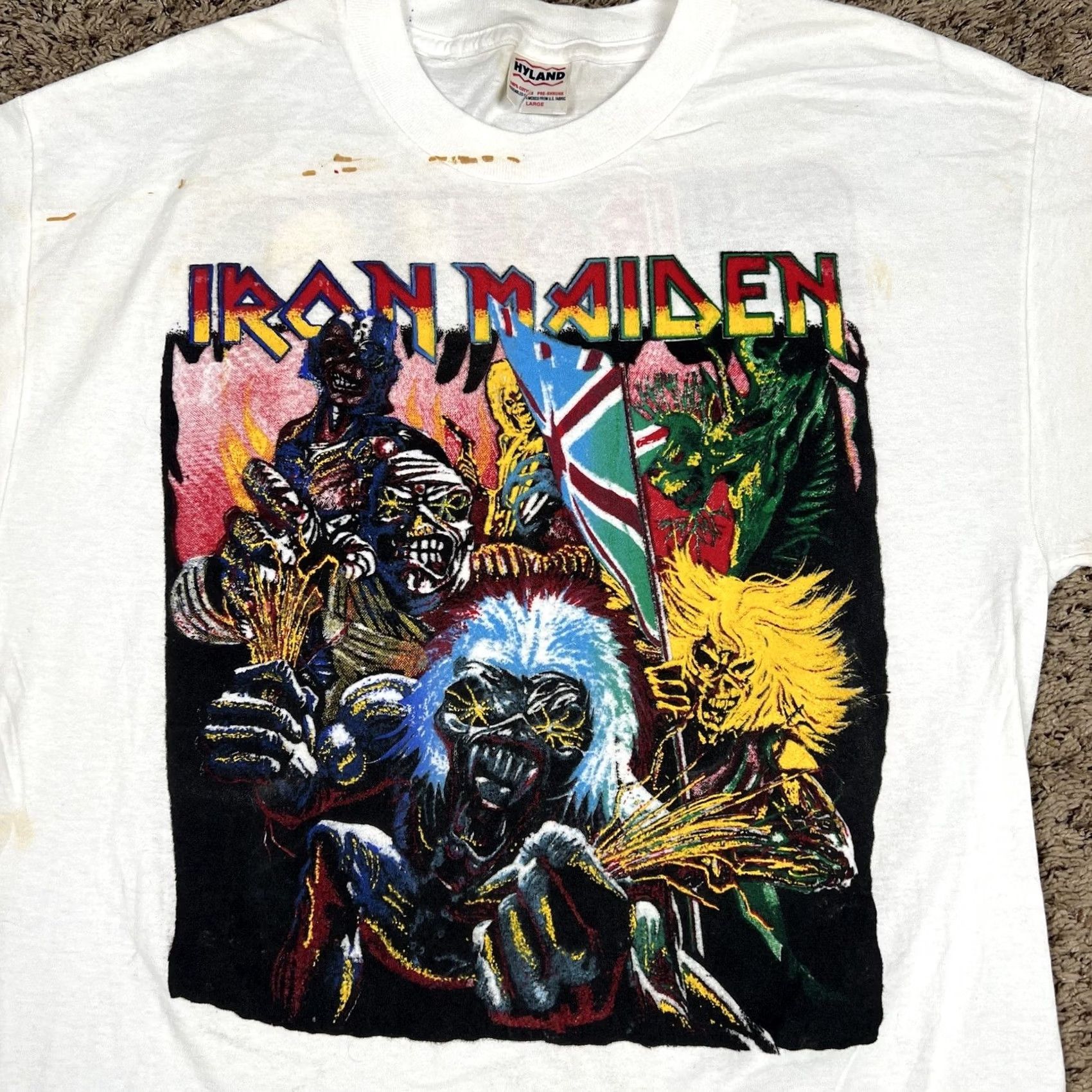 Vintage Vintage Iron Maiden Gonna Get Ya No Matter Who You Are Shirt Large Deadstock Unisex Adults 90s Grunge White Cotton Short Sleeve Crew Neck Graphic Size US L / EU 52-54 / 3 - 4 Thumbnail